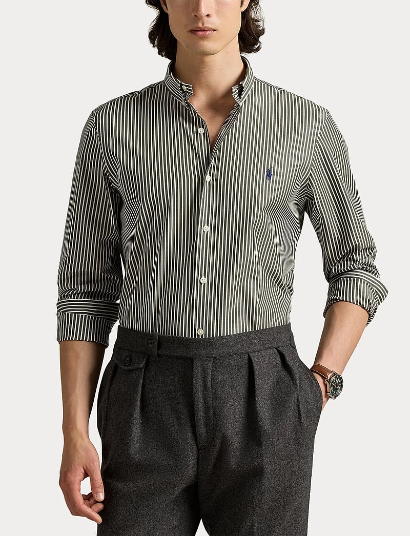 Polo Ralph Lauren - Slim Fit Striped Stretch Poplin Shirt - basic skjorter - 6779n armadillo/w - 5