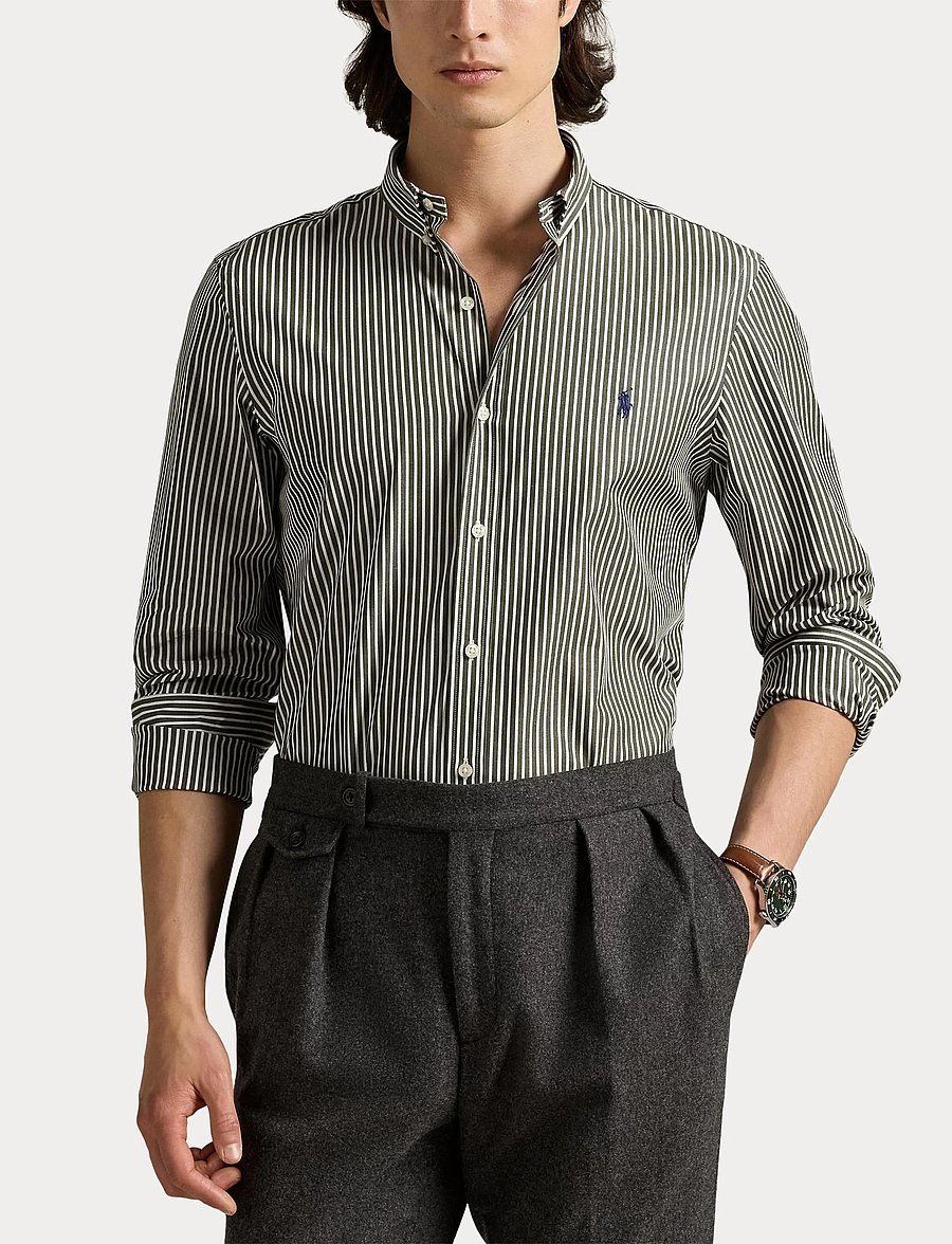 Polo Ralph Lauren - Slim Fit Striped Stretch Poplin Shirt - gestreifte hemden - 6779n armadillo/w - 5