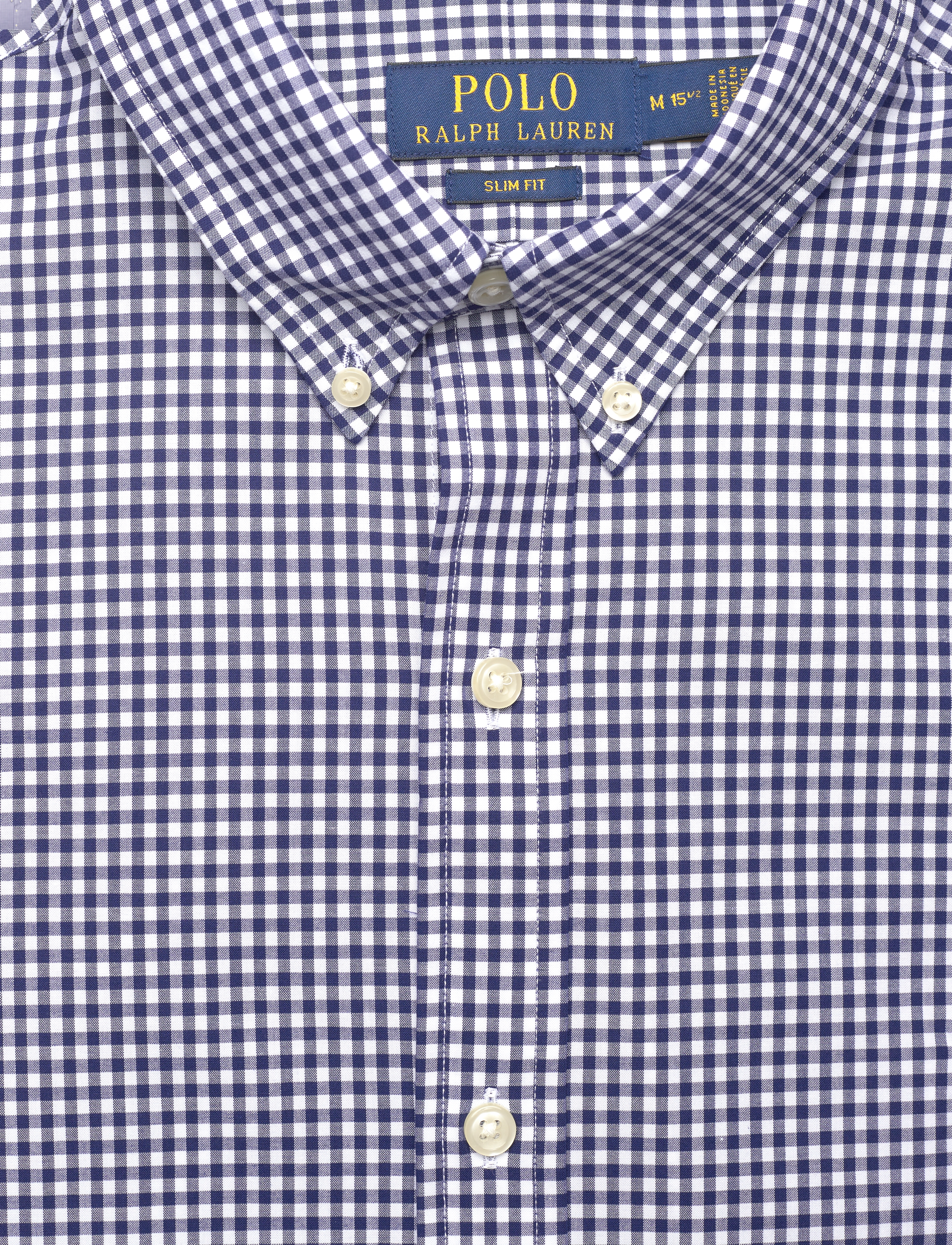 Polo Ralph Lauren - Slim Fit Gingham Stretch Poplin Shirt - 4656a navy/white - 2