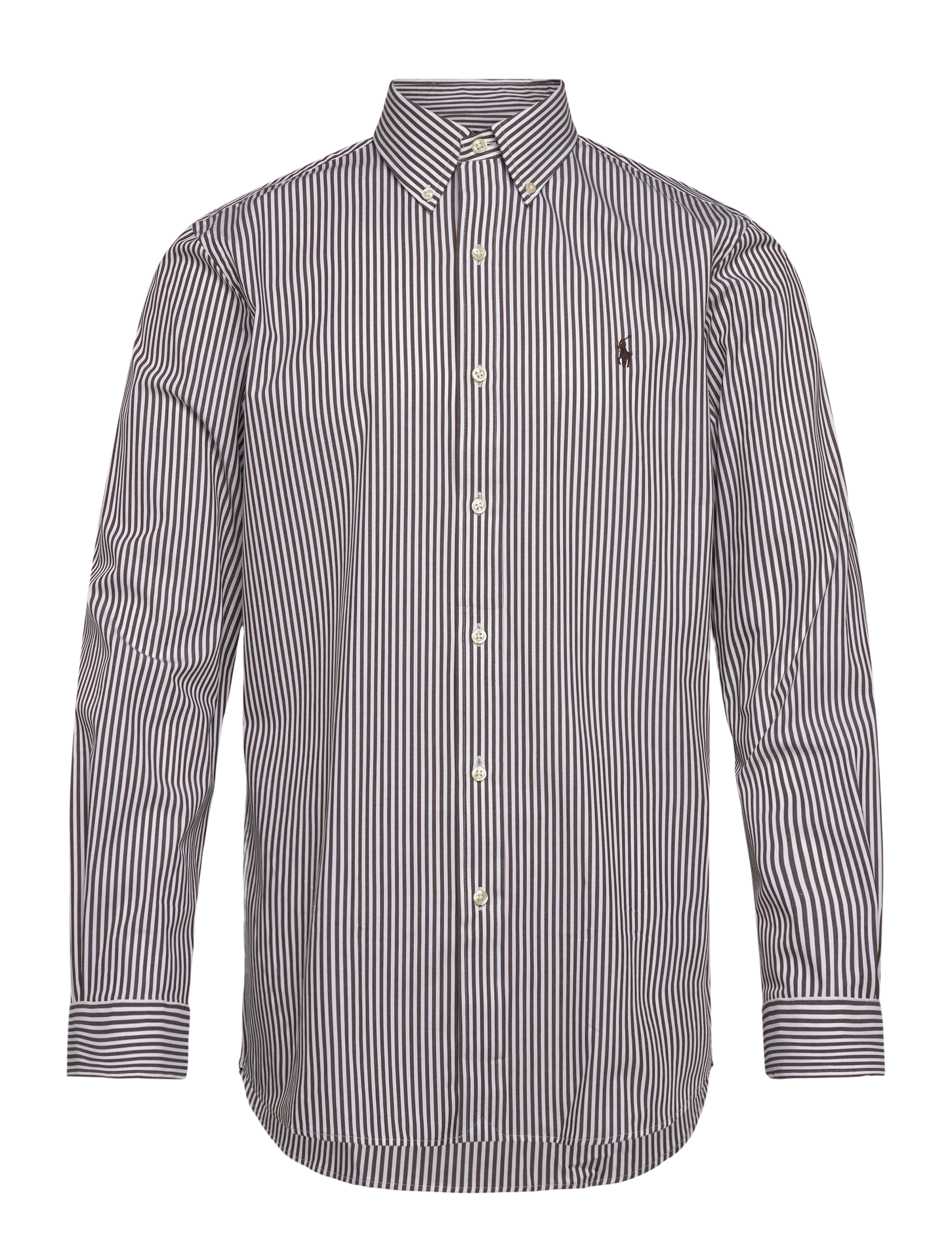 Polo Ralph Lauren Custom Fit Striped Stretch Poplin Shirt - Skjortor - 4655AG NUTMEG BRO / brown