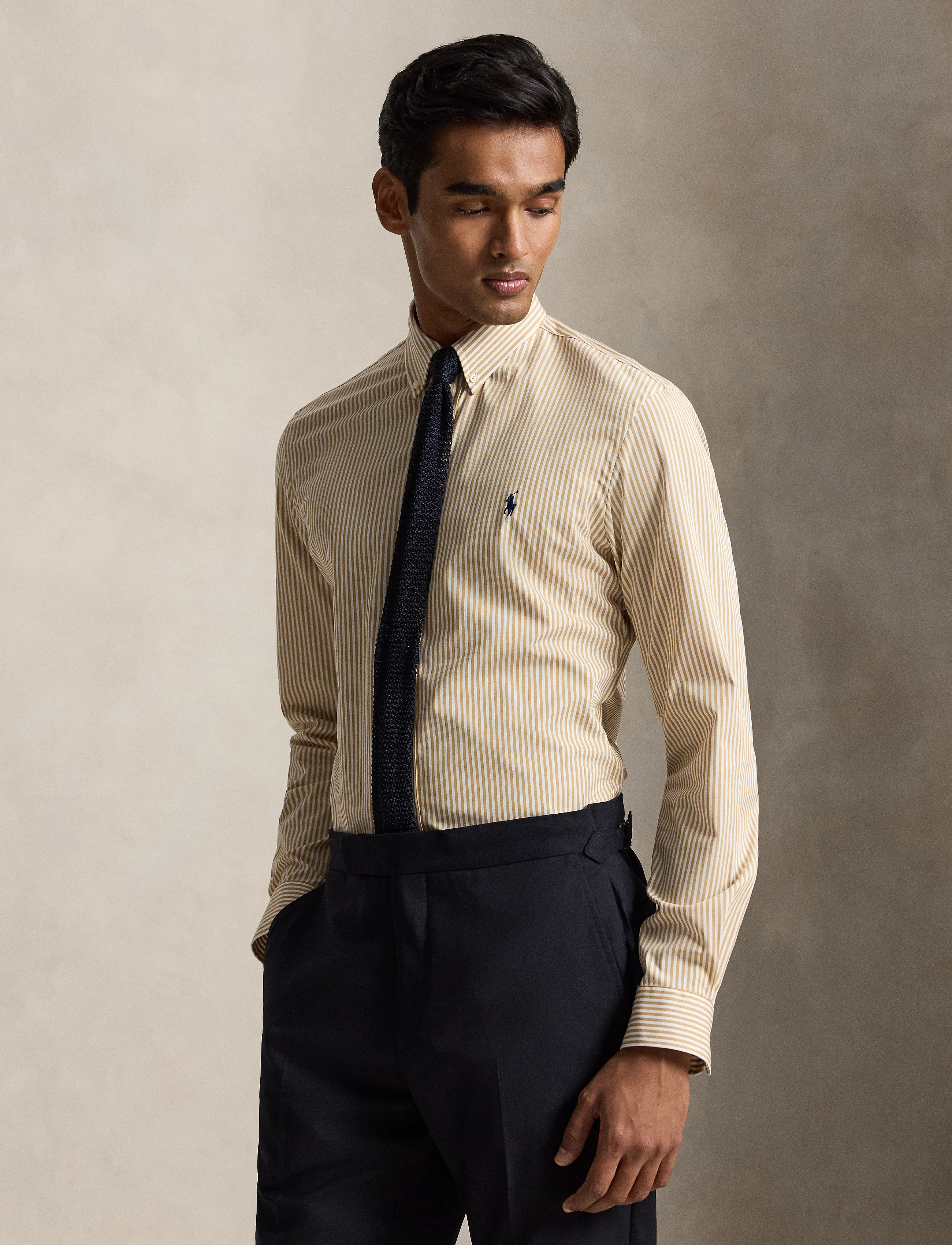 Polo Ralph Lauren Custom Fit Striped Stretch Poplin Shirt - Formelle Hemden - 4655AH CLASSIC CA / beige