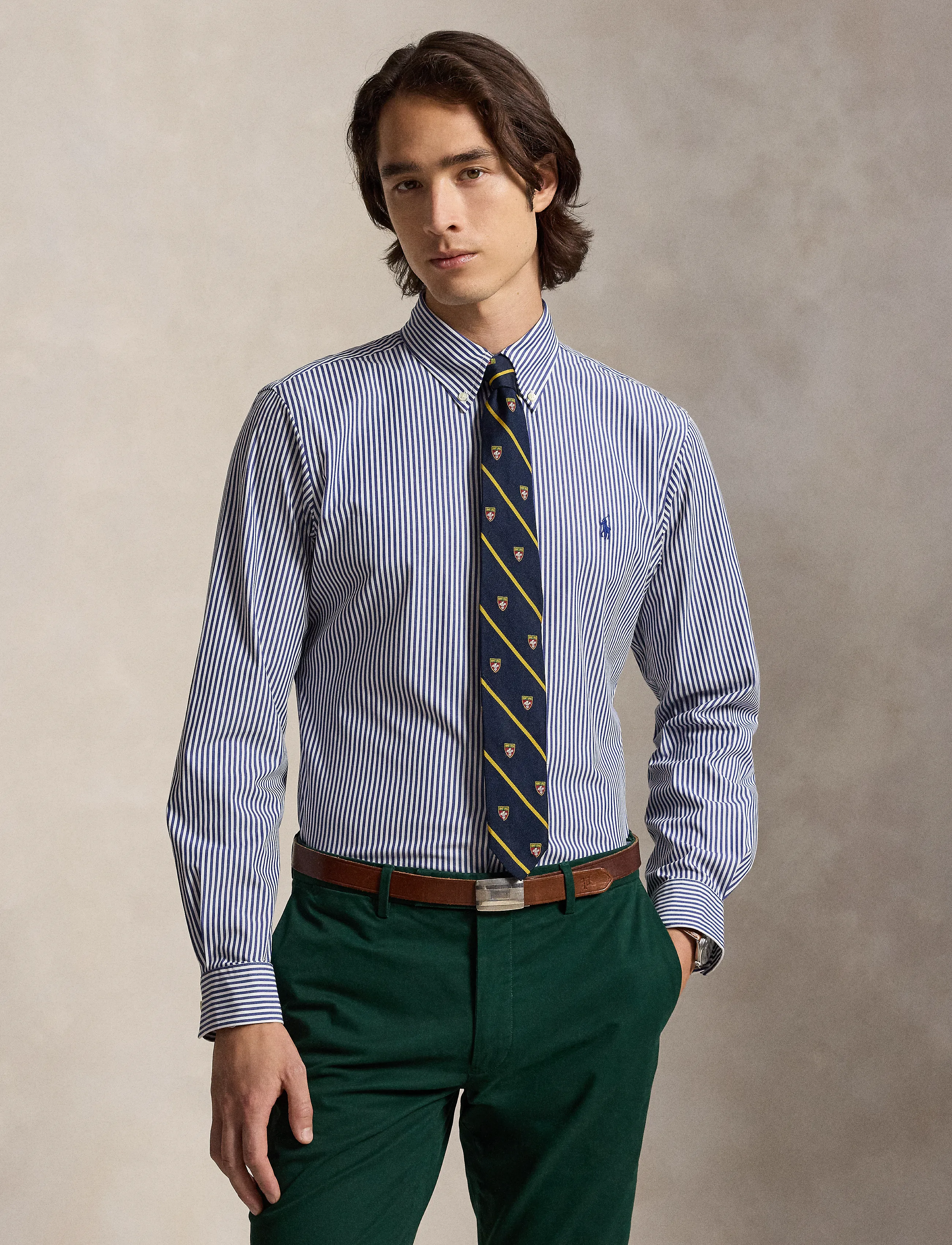 Polo Ralph Lauren Custom Fit Striped Stretch Poplin Shirt - Kleidung - 4655A NAVY/WHITE / navy