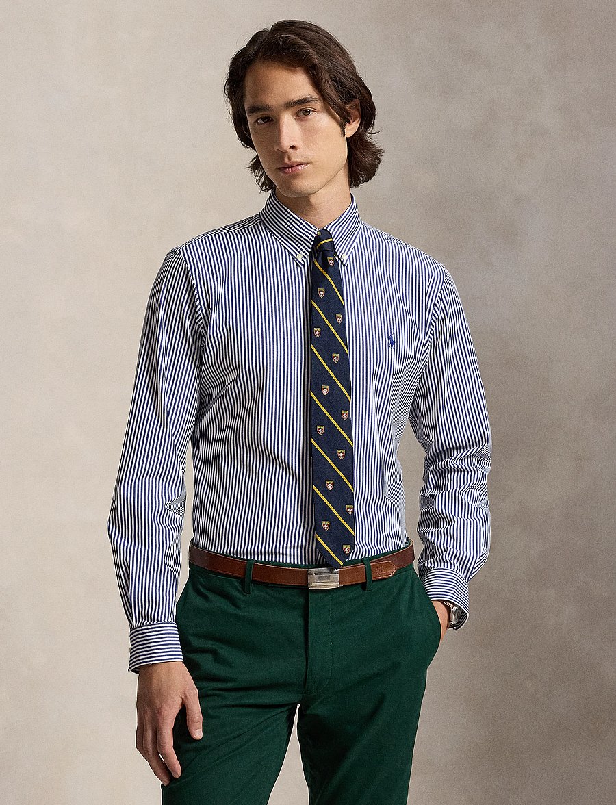 Polo Ralph Lauren - Custom Fit Striped Stretch Poplin Shirt - gestreifte hemden - 4655a navy/white - 0