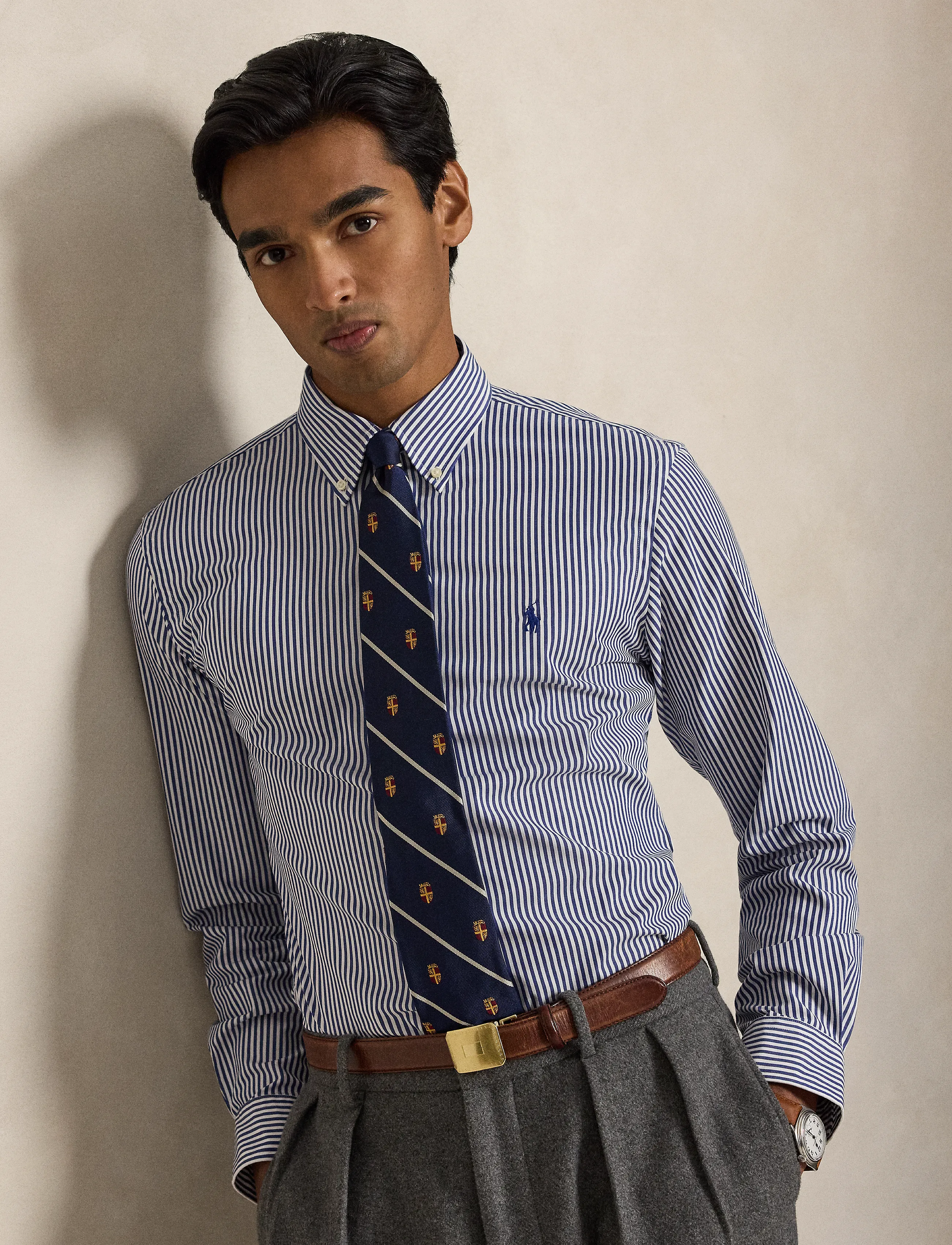 Polo Ralph Lauren Custom Fit Striped Stretch Poplin Shirt - Hemden - 4655A NAVY/WHITE / navy