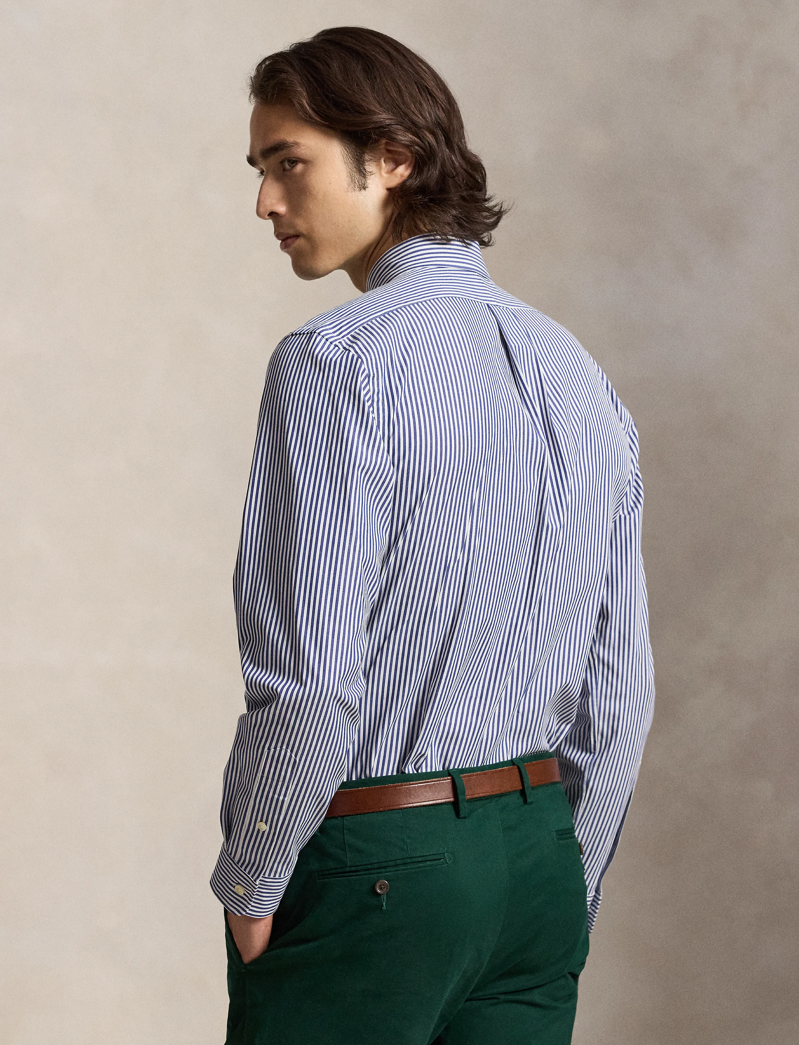 Polo Ralph Lauren - Custom Fit Striped Stretch Poplin Shirt - gestreifte hemden - 4655a navy/white - 2