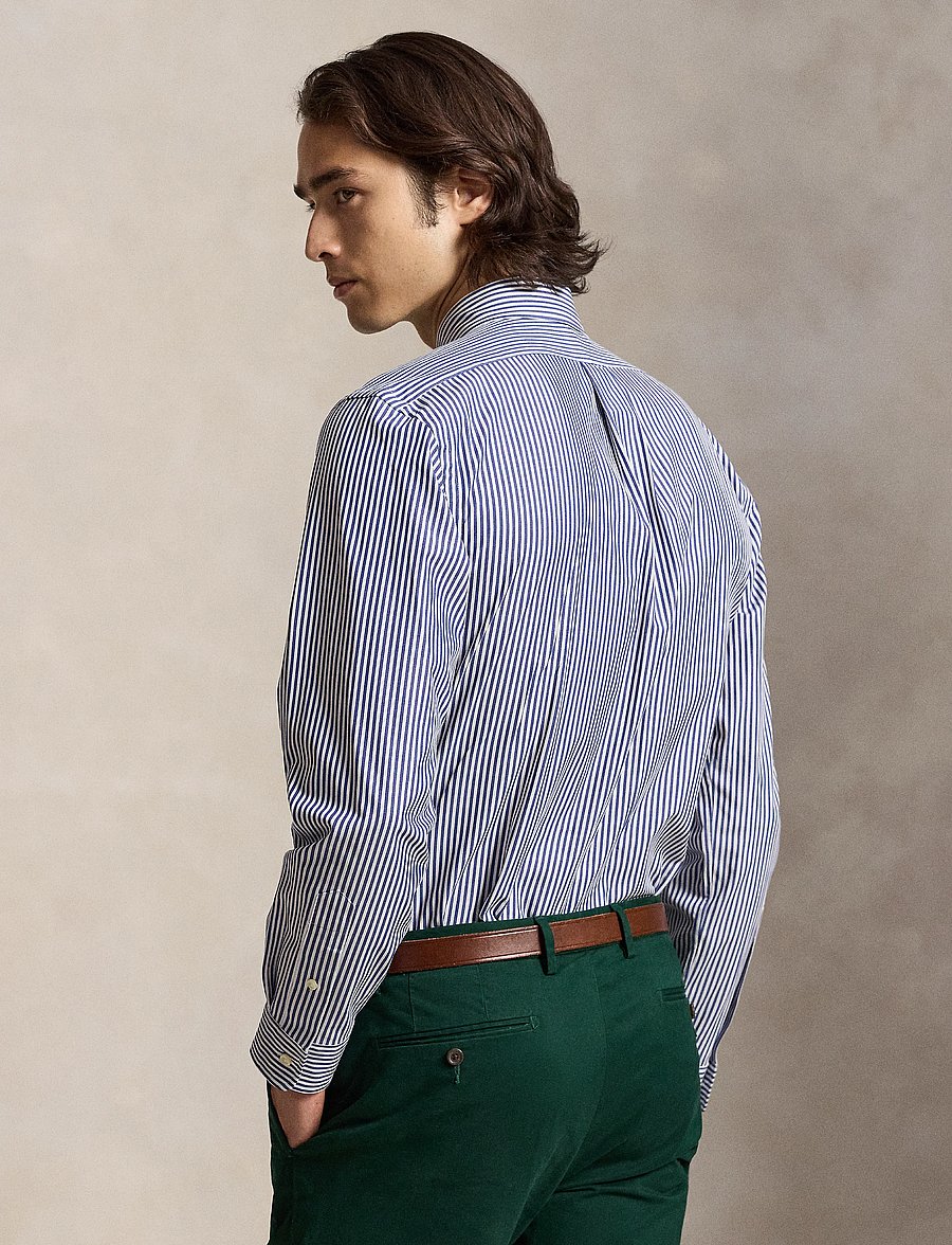 Polo Ralph Lauren - Custom Fit Striped Stretch Poplin Shirt - gestreifte hemden - 4655a navy/white - 2