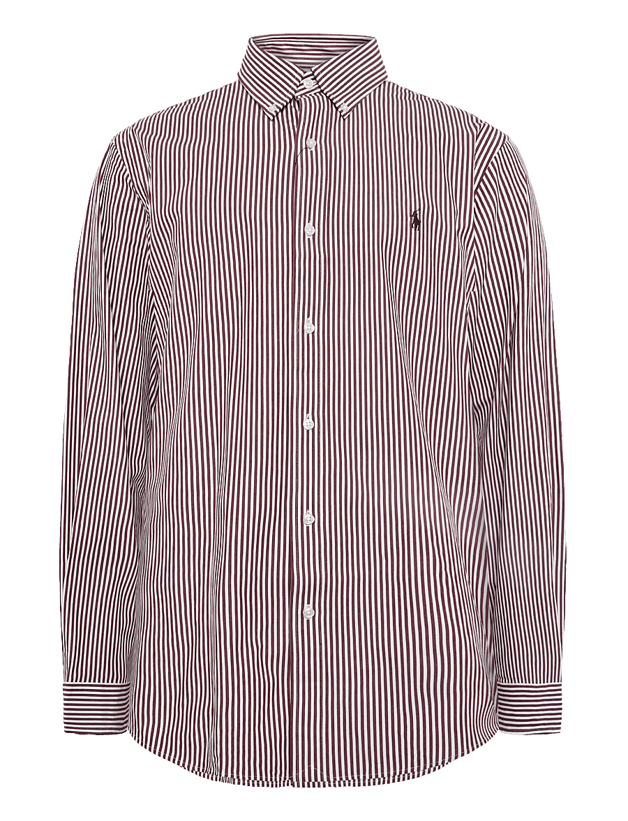 Polo Ralph Lauren - Custom Fit Striped Stretch Poplin Shirt - striped shirts - 4655b wine white - 1