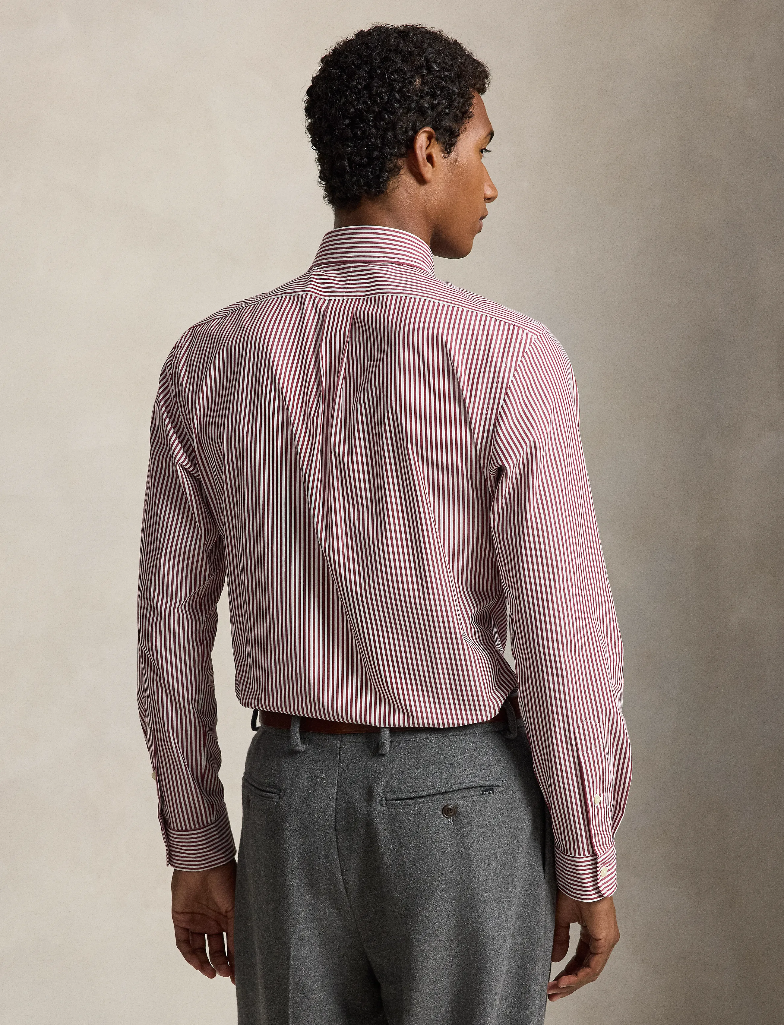 Polo Ralph Lauren - Custom Fit Striped Stretch Poplin Shirt - striped shirts - 4655b wine white - 3