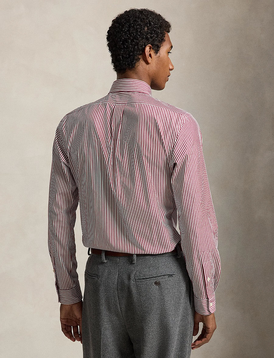 Polo Ralph Lauren - Custom Fit Striped Stretch Poplin Shirt - striped shirts - 4655b wine white - 3
