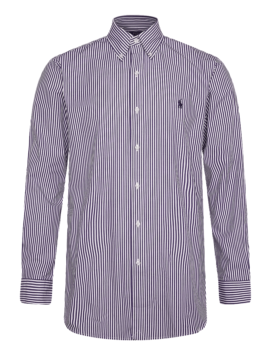 Polo Ralph Lauren - Custom Fit Striped Stretch Poplin Shirt - gestreifte hemden - 4655d purple whit - 0