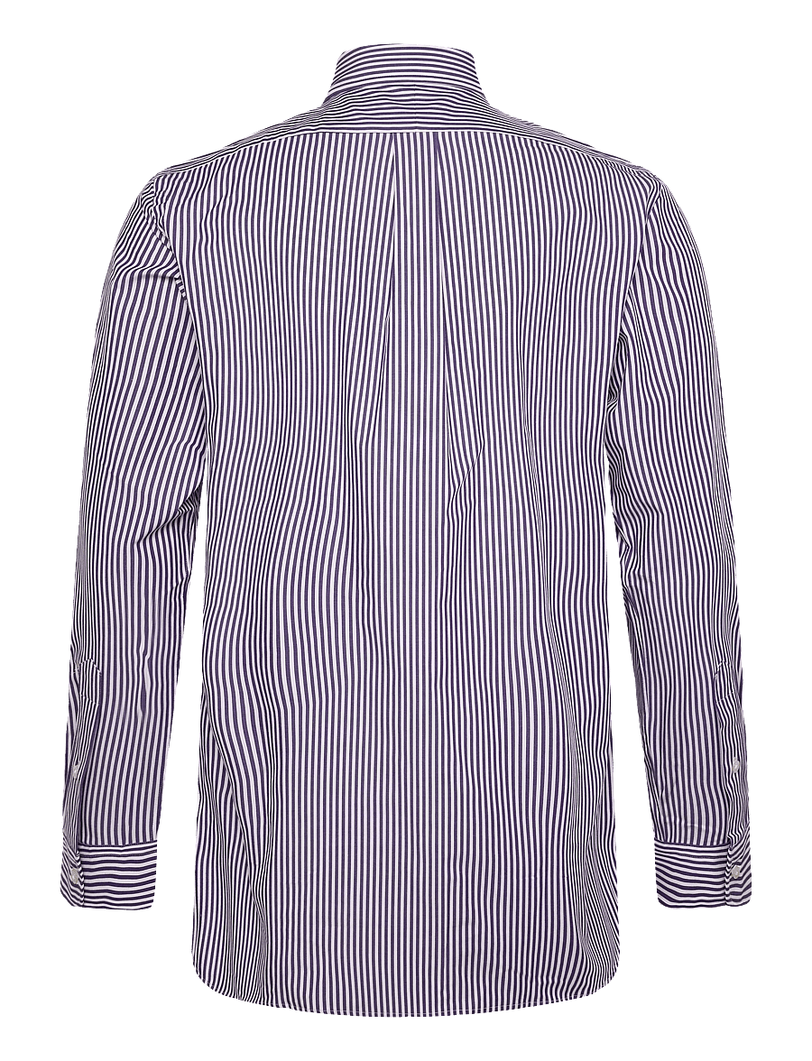 Polo Ralph Lauren - Custom Fit Striped Stretch Poplin Shirt - gestreifte hemden - 4655d purple whit - 1