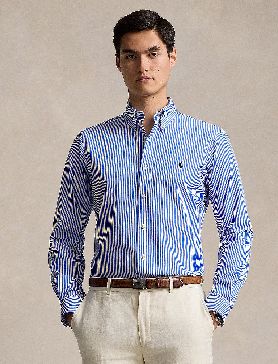 Polo Ralph Lauren - Custom Fit Striped Stretch Poplin Shirt - triibulised särgid - 4655h light blue - 0