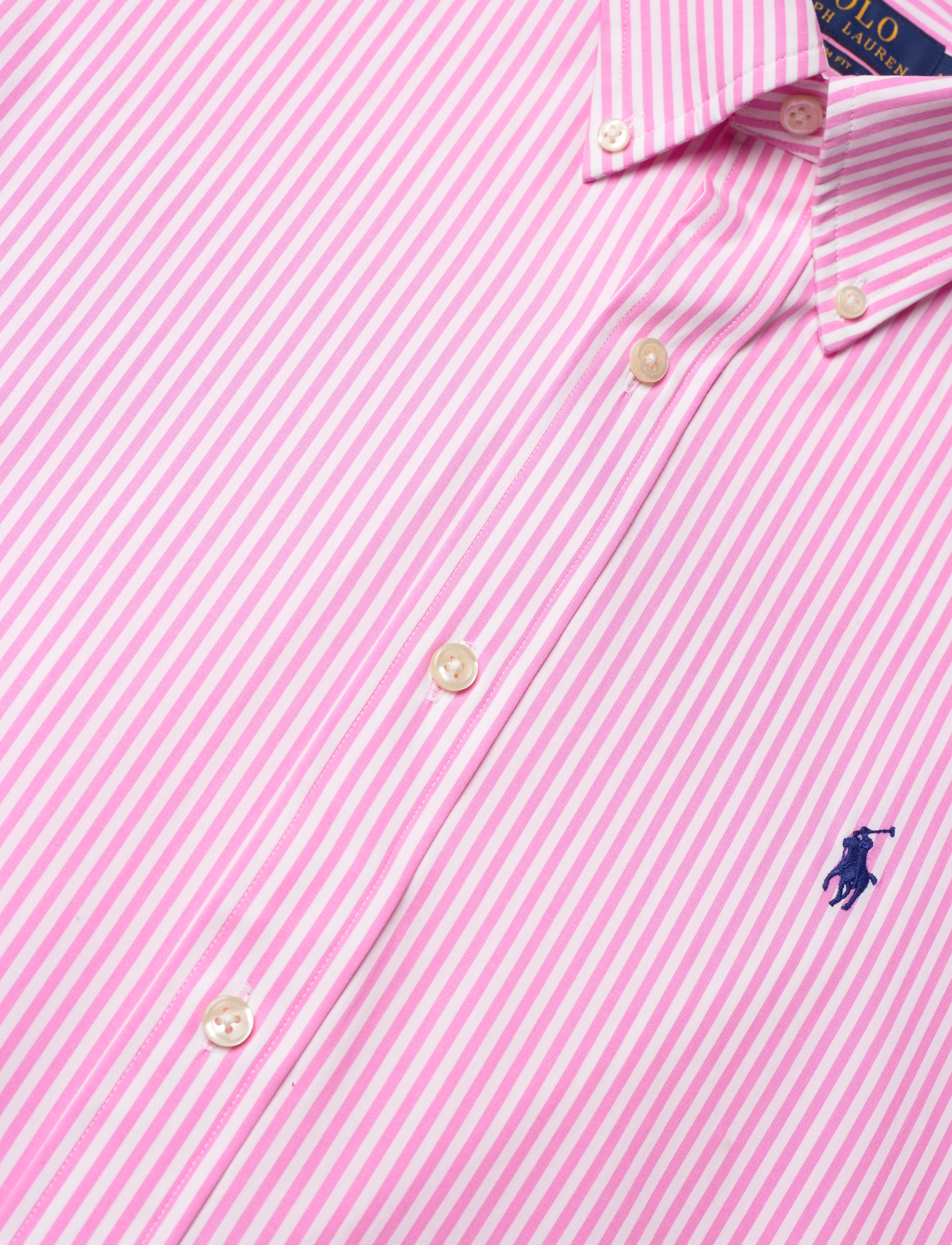 Polo Ralph Lauren - Custom Fit Striped Stretch Poplin Shirt - business skjorter - 4655i  pink/white - 4
