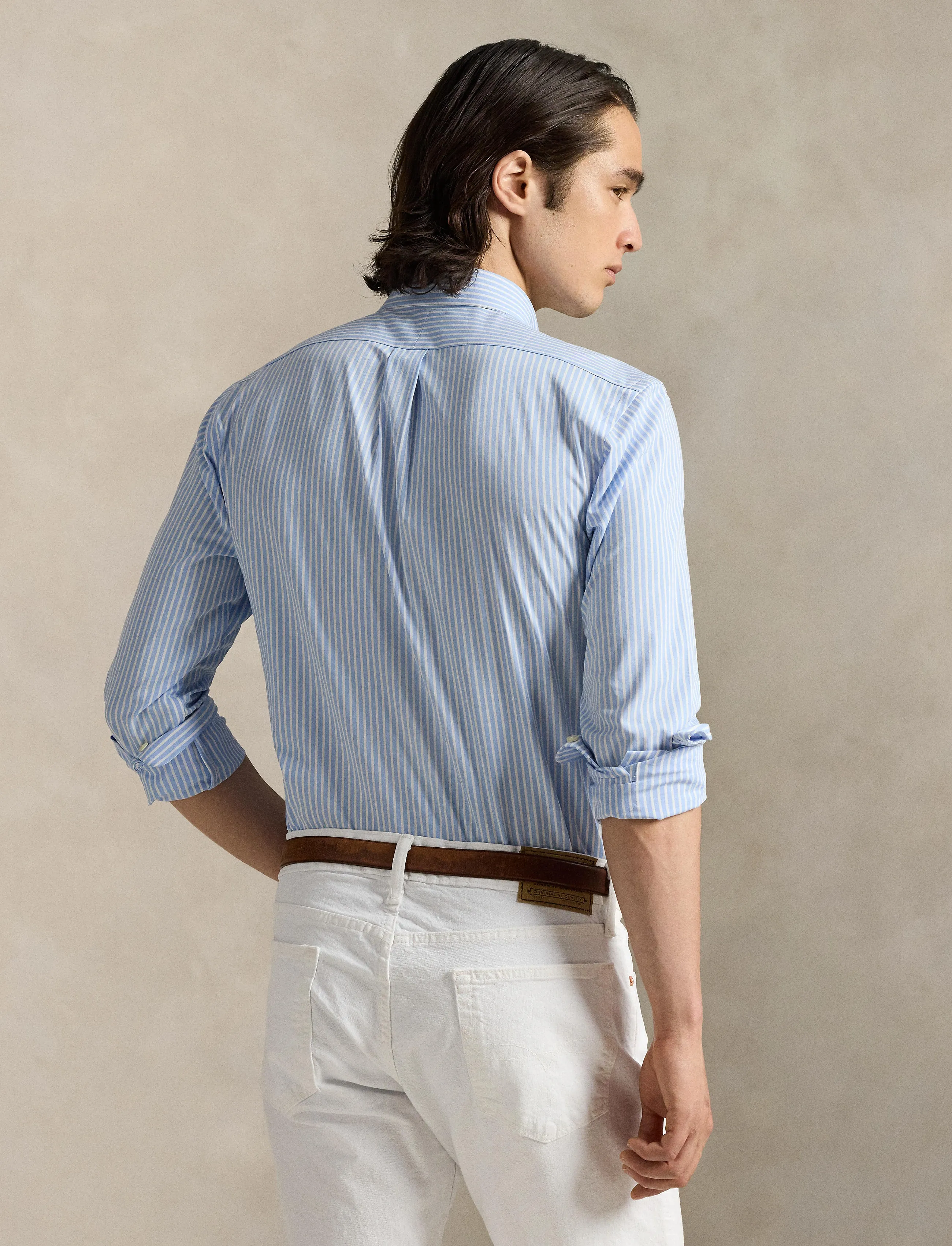 Polo Ralph Lauren - Custom Fit Striped Stretch Poplin Shirt - gestreifte hemden - 6779f austin blue - 2