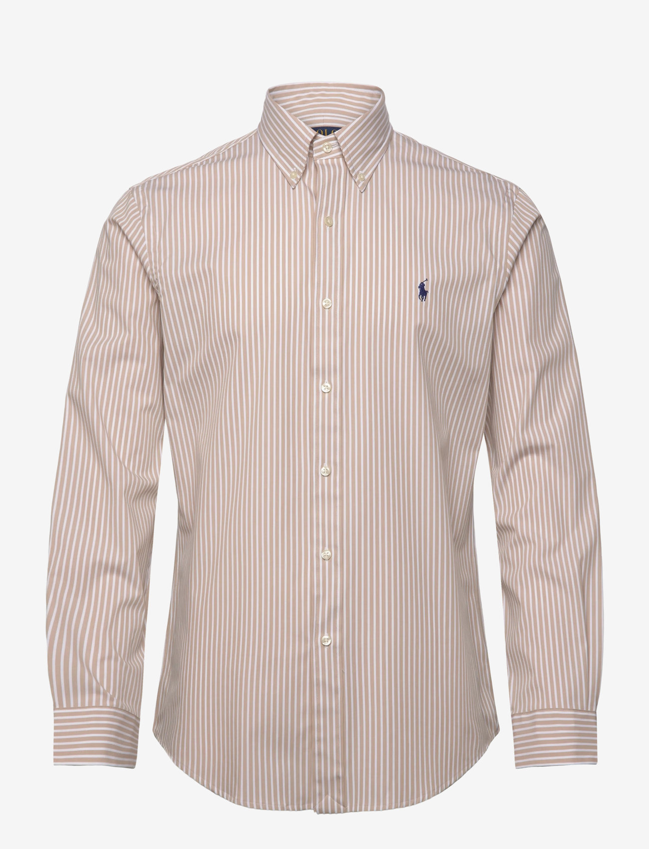 Polo Ralph Lauren - Custom Fit Striped Stretch Poplin Shirt - stribede skjorter - 6779i coastal bei - 0