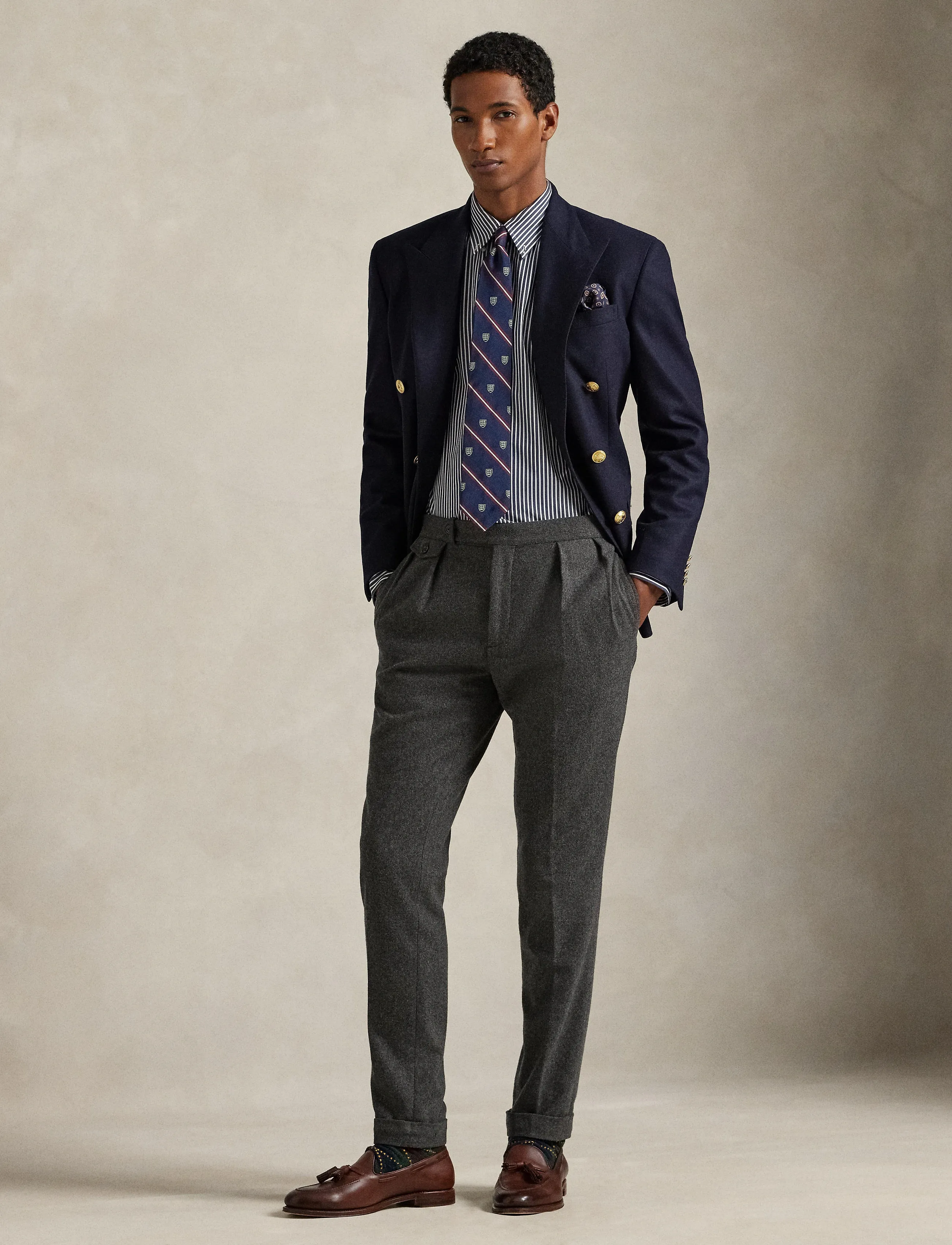 Polo Ralph Lauren Custom Fit Striped Stretch Poplin Shirt, XS, Navy, Skjorter > Afslappet, Herre