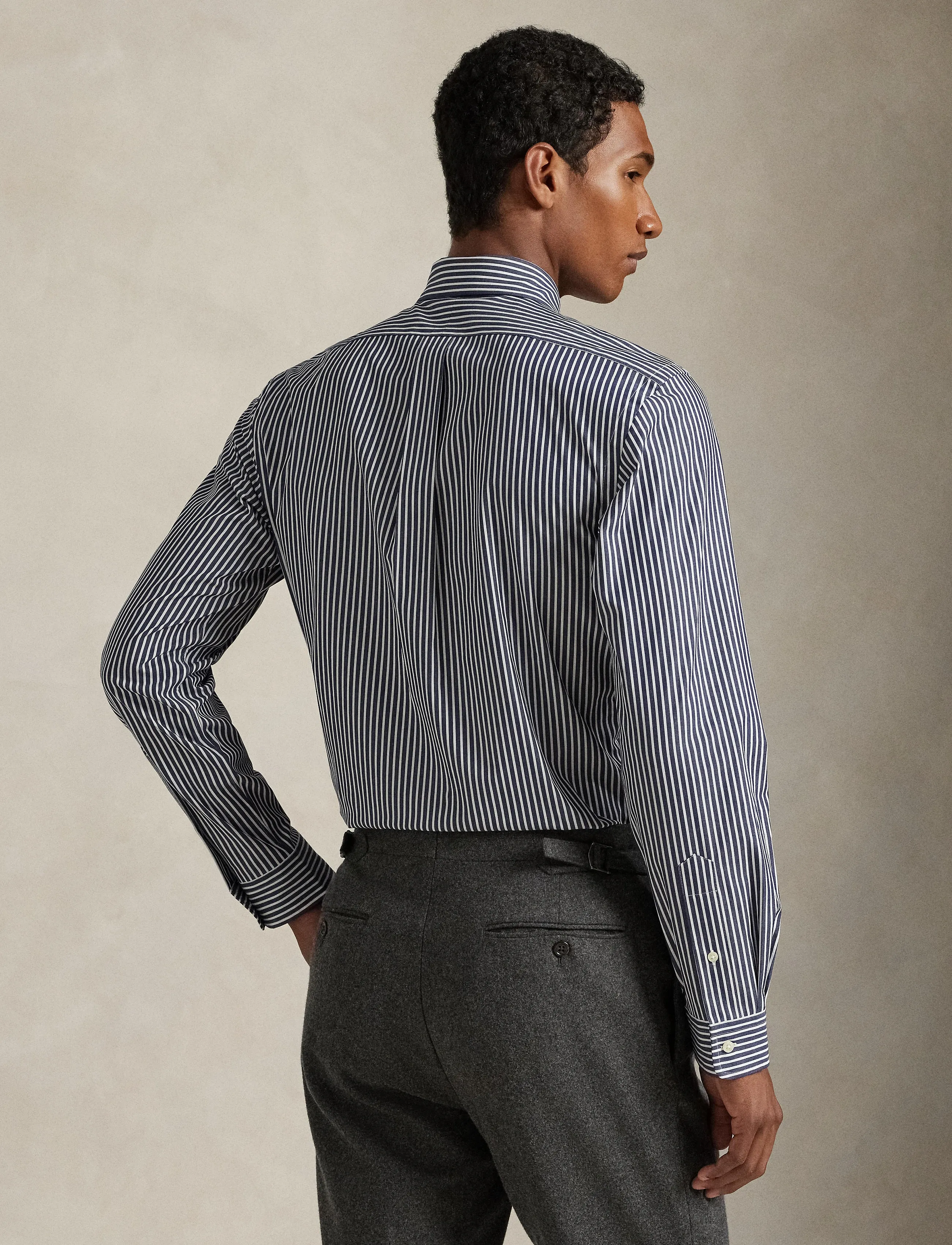 Polo Ralph Lauren - Custom Fit Striped Stretch Poplin Shirt - chemises à rayures - 6779j newport nav - 2