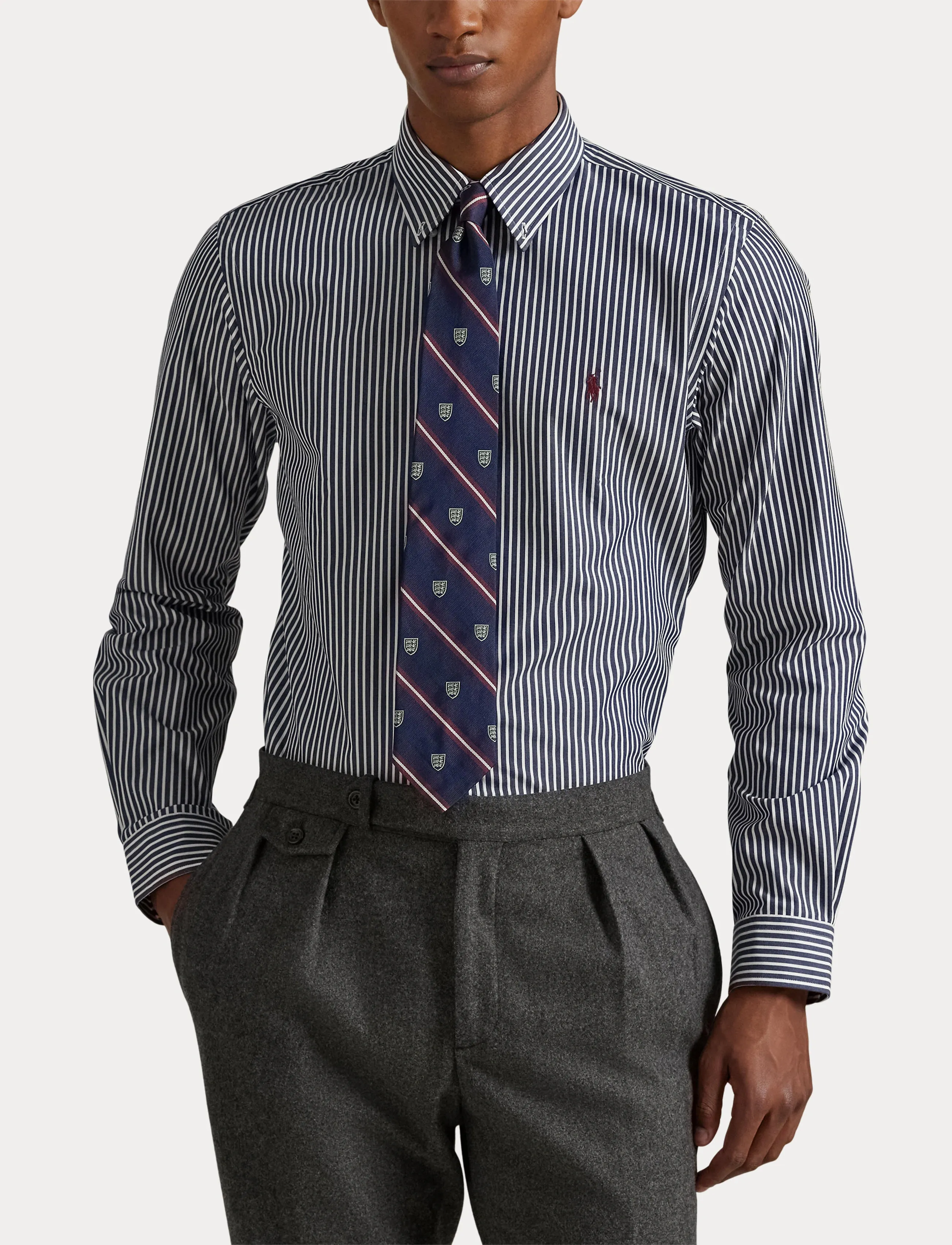 Polo Ralph Lauren - Custom Fit Striped Stretch Poplin Shirt - chemises à rayures - 6779j newport nav - 5