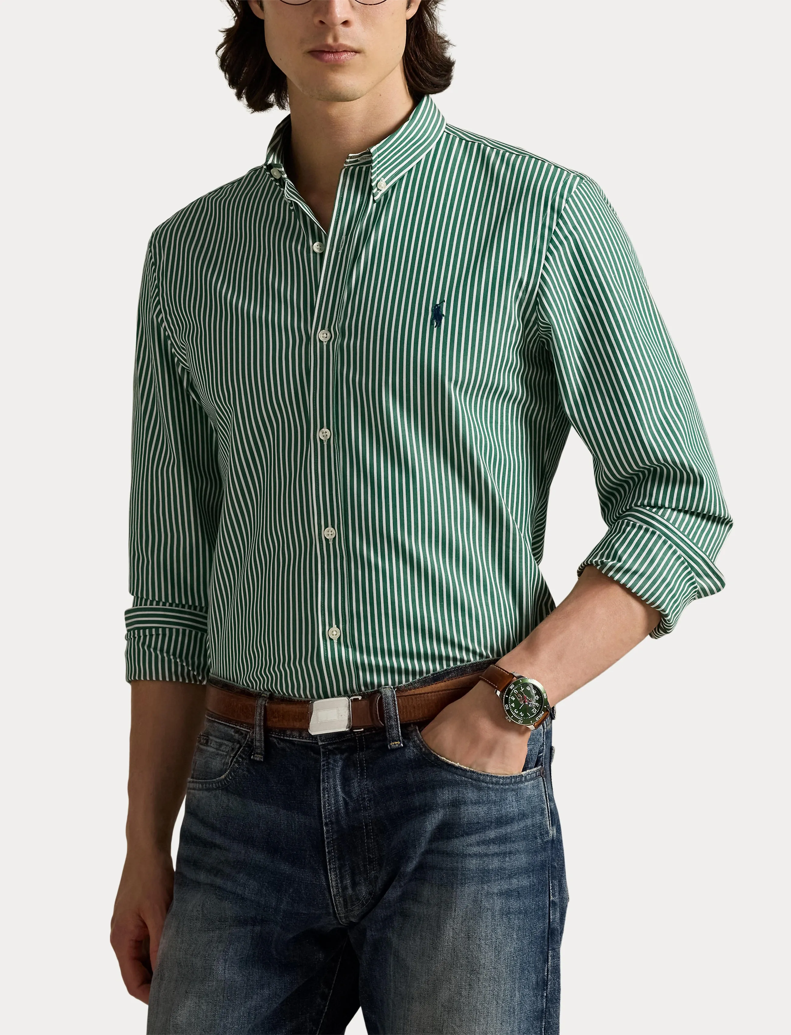 Polo Ralph Lauren - Custom Fit Striped Stretch Poplin Shirt - stribede skjorter - 6779k new forest - 5