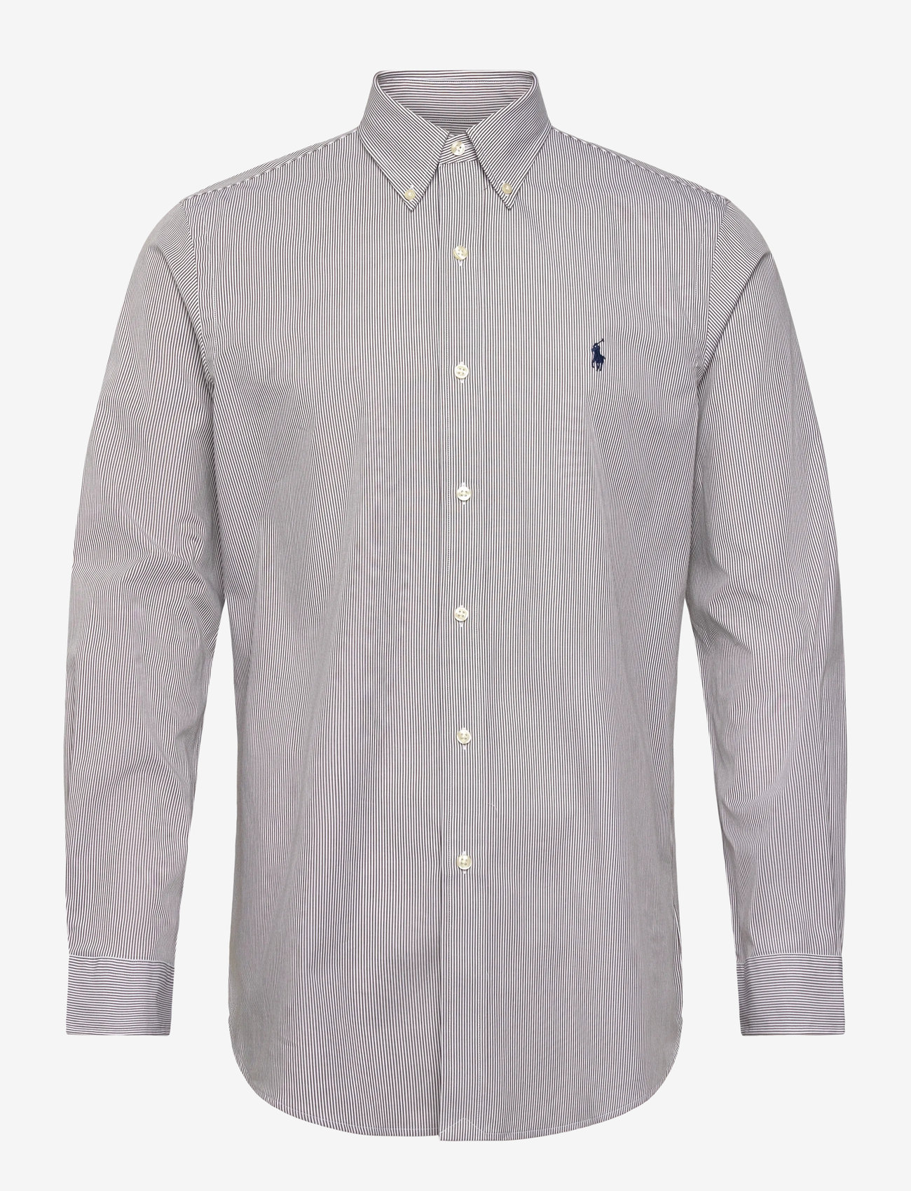 Polo Ralph Lauren - Custom Fit Striped Stretch Poplin Shirt - triibulised särgid - 7085b chocolate b - 0