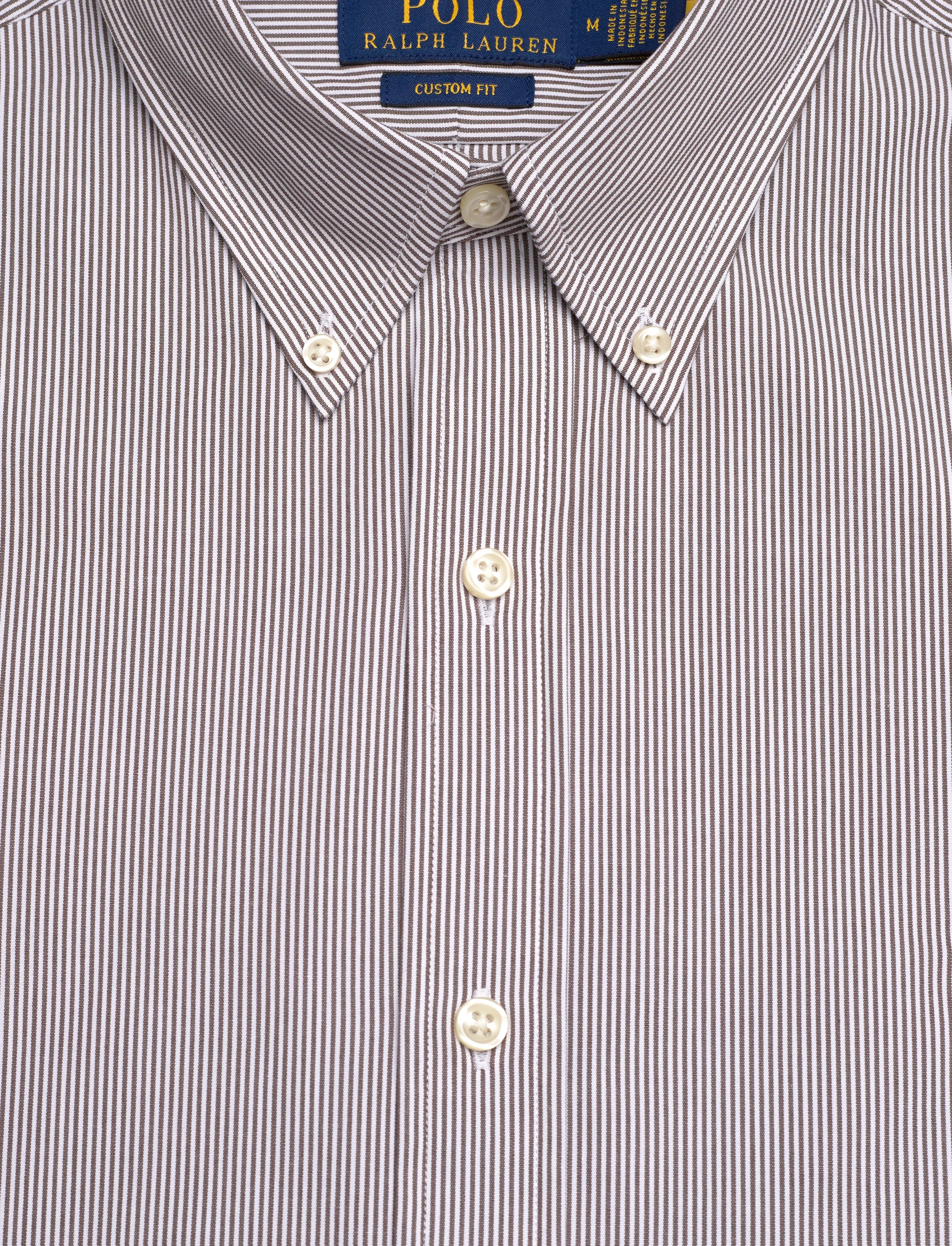 Polo Ralph Lauren - Custom Fit Striped Stretch Poplin Shirt - striped shirts - 7085b chocolate b - 2