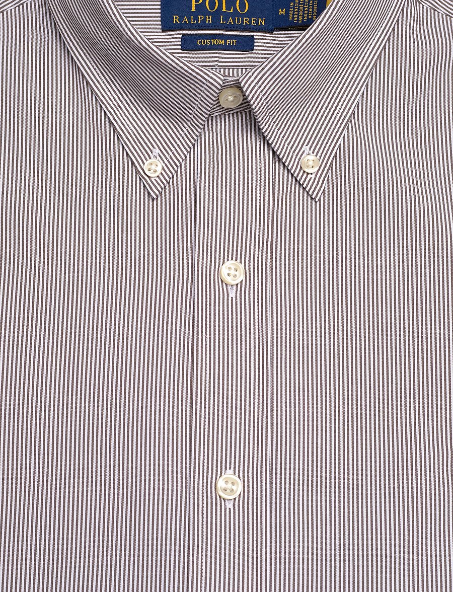 Polo Ralph Lauren - Custom Fit Striped Stretch Poplin Shirt - striped shirts - 7085b chocolate b - 2