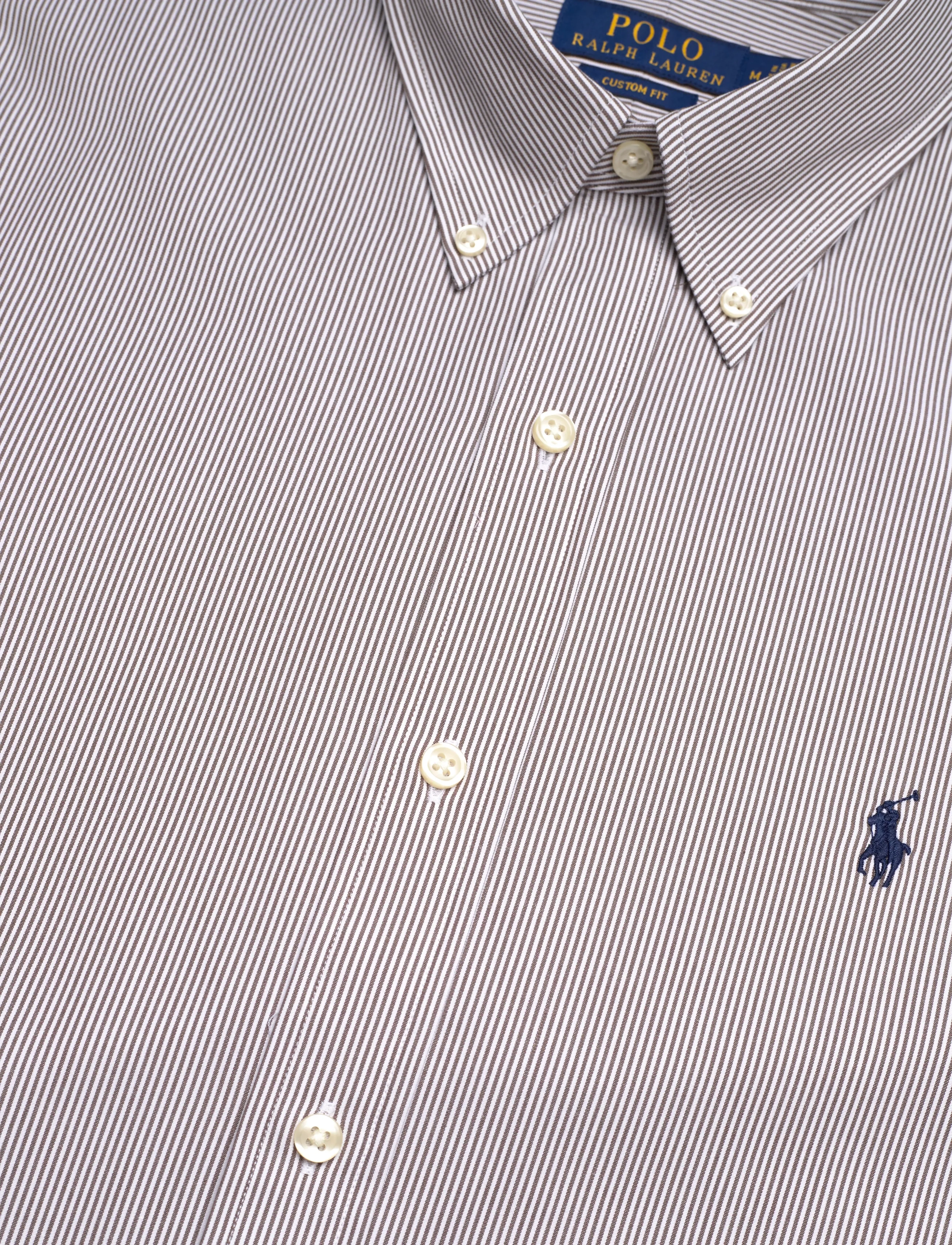 Polo Ralph Lauren - Custom Fit Striped Stretch Poplin Shirt - striped shirts - 7085b chocolate b - 3