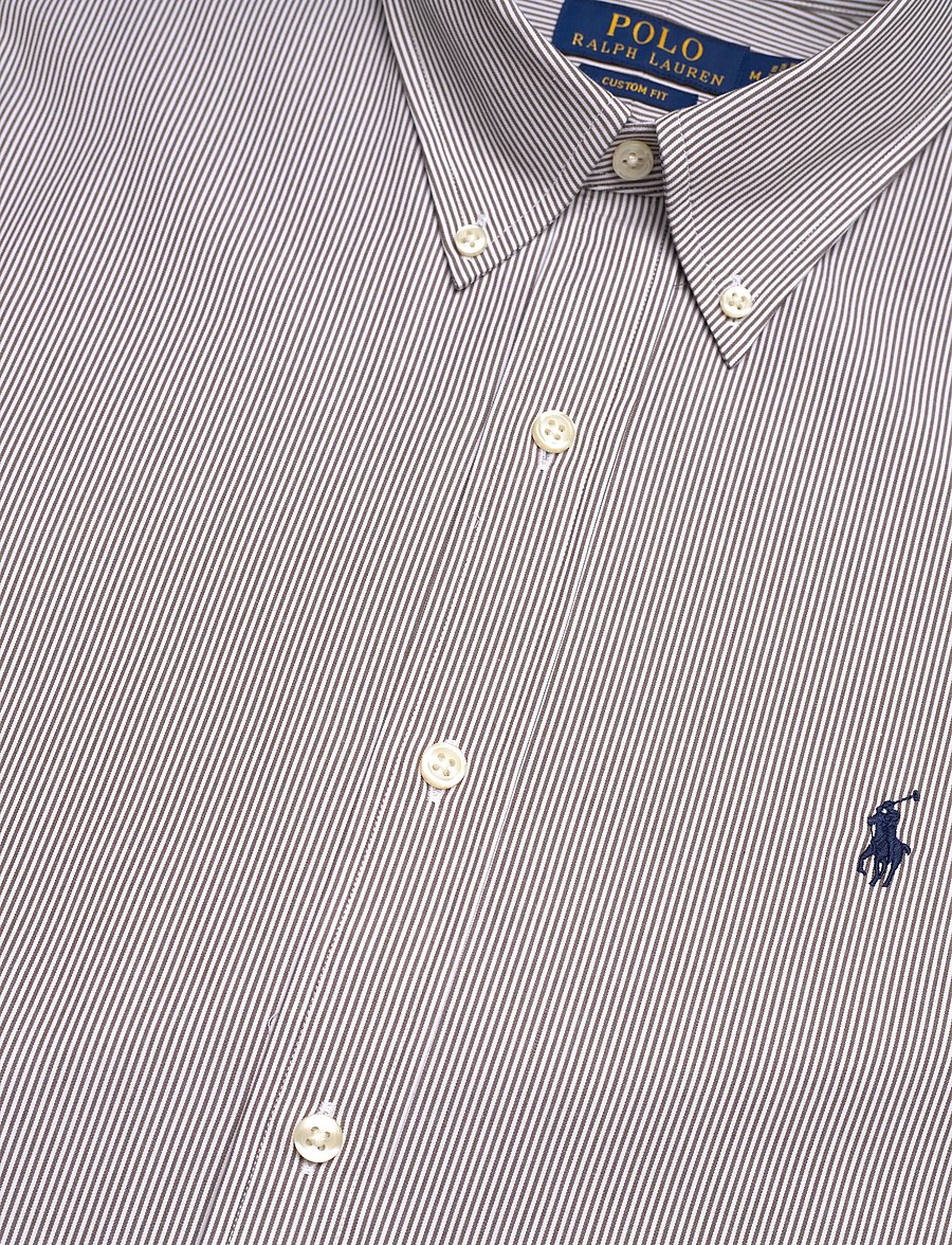 Polo Ralph Lauren - Custom Fit Striped Stretch Poplin Shirt - striped shirts - 7085b chocolate b - 3