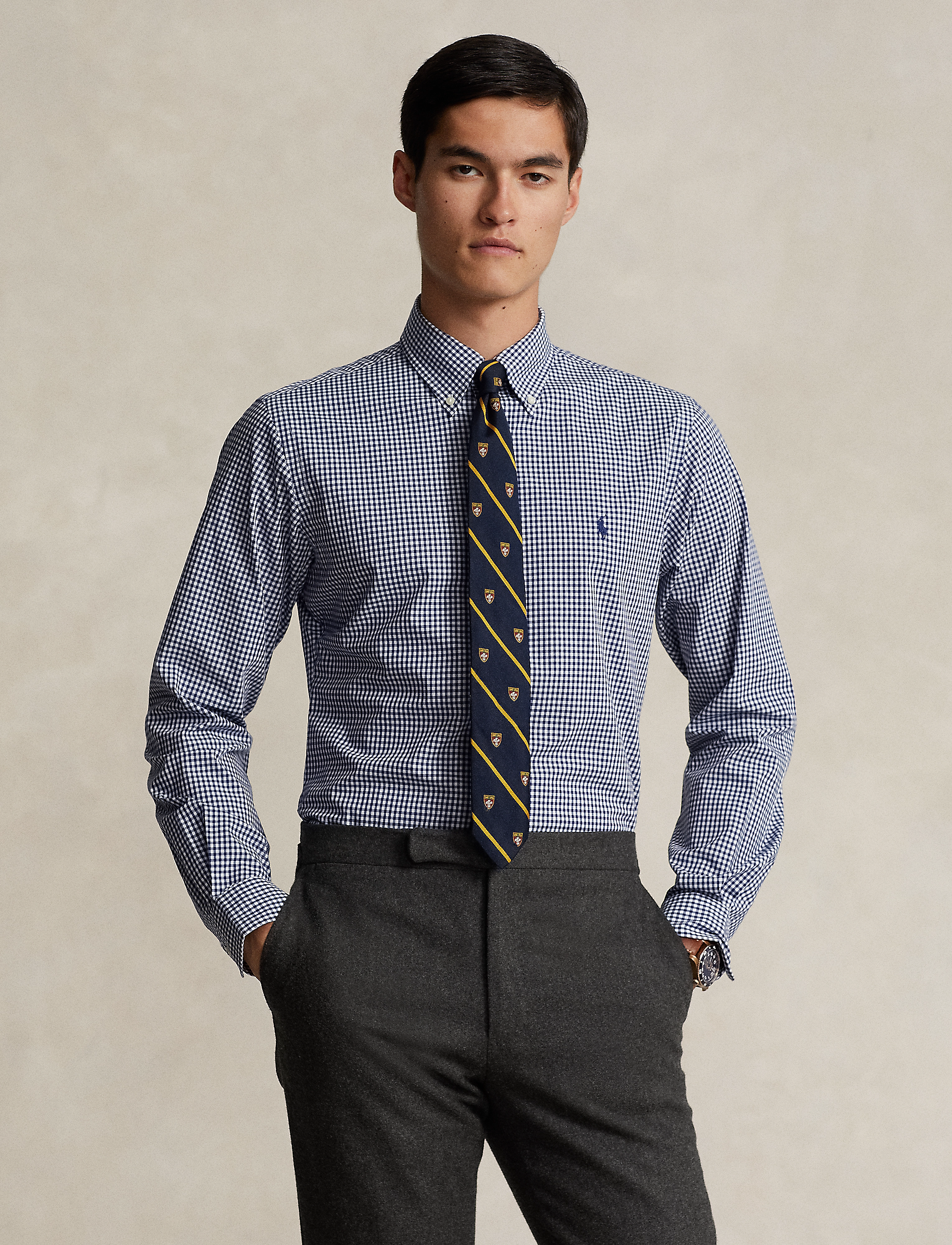 Custom Fit Gingham Stretch Poplin Shirt
