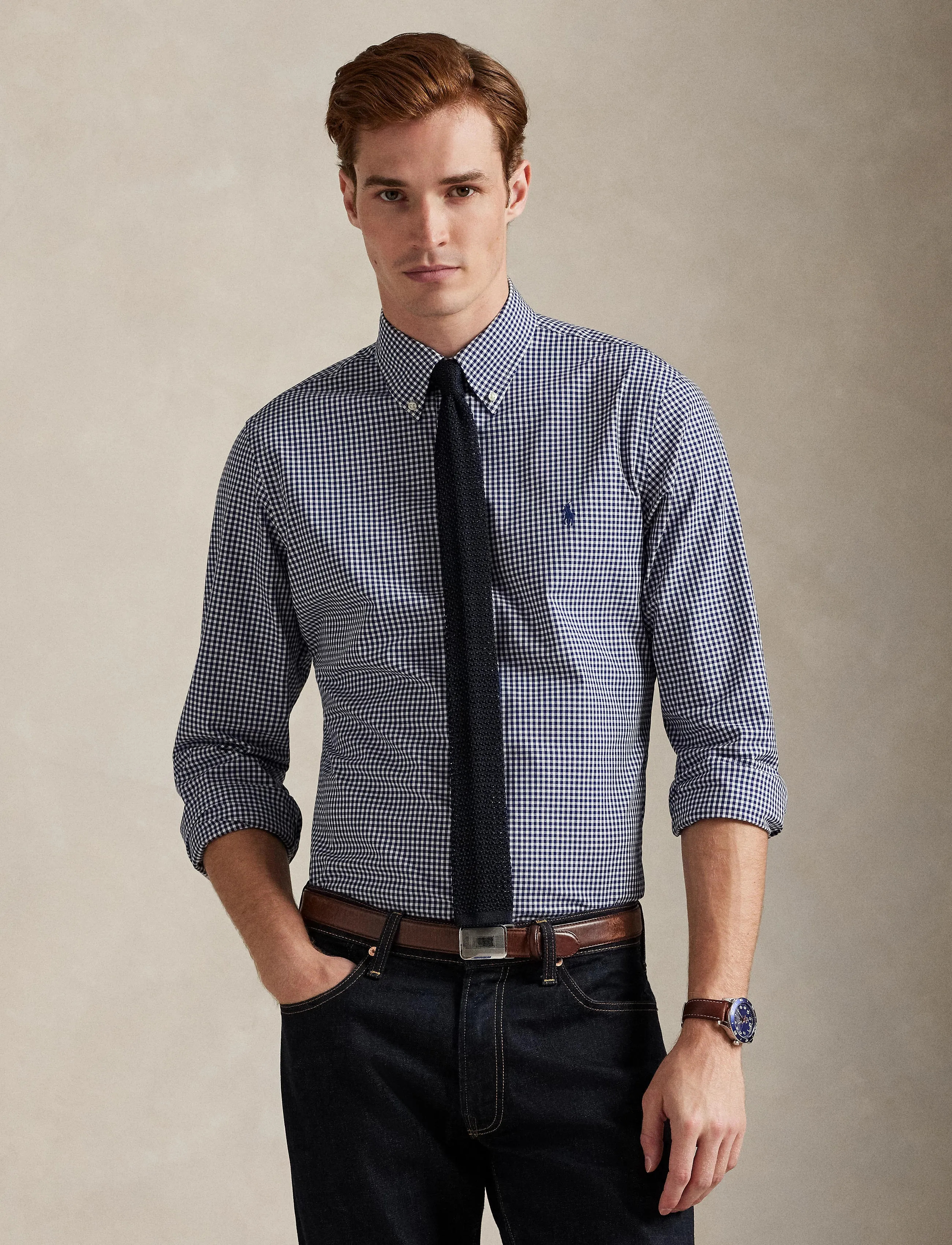 Polo Ralph Lauren - Custom Fit Gingham Stretch Poplin Shirt - karierte hemden - 4656a newport nav - 3