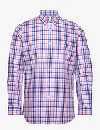 Custom Fit Gingham Stretch Poplin Shirt - 6276A PINK/BLUE M