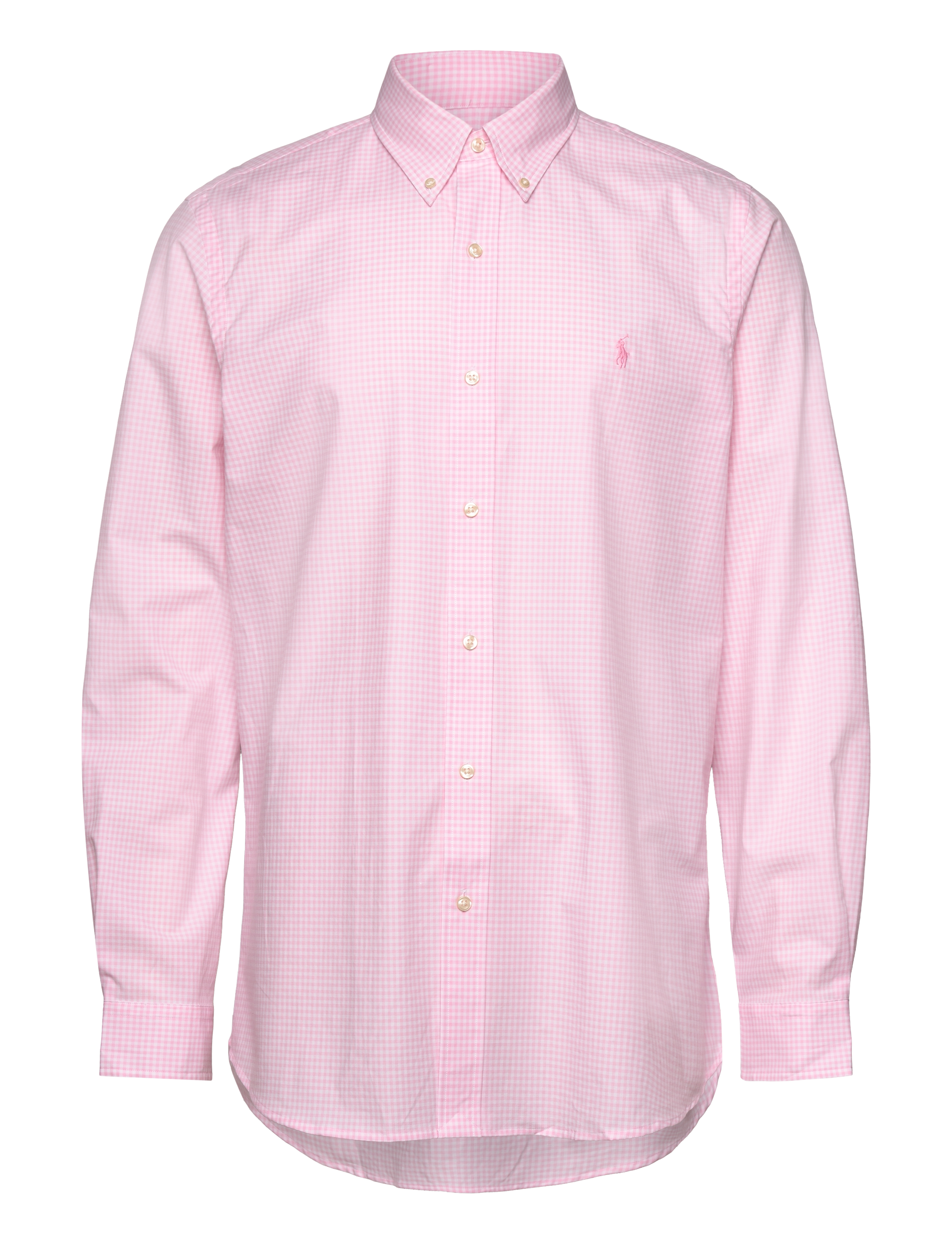 Polo Ralph Lauren Custom Fit Gingham Stretch Poplin Shirt - Ternede skjorter - 6780B CARMEL PINK / pink/rose