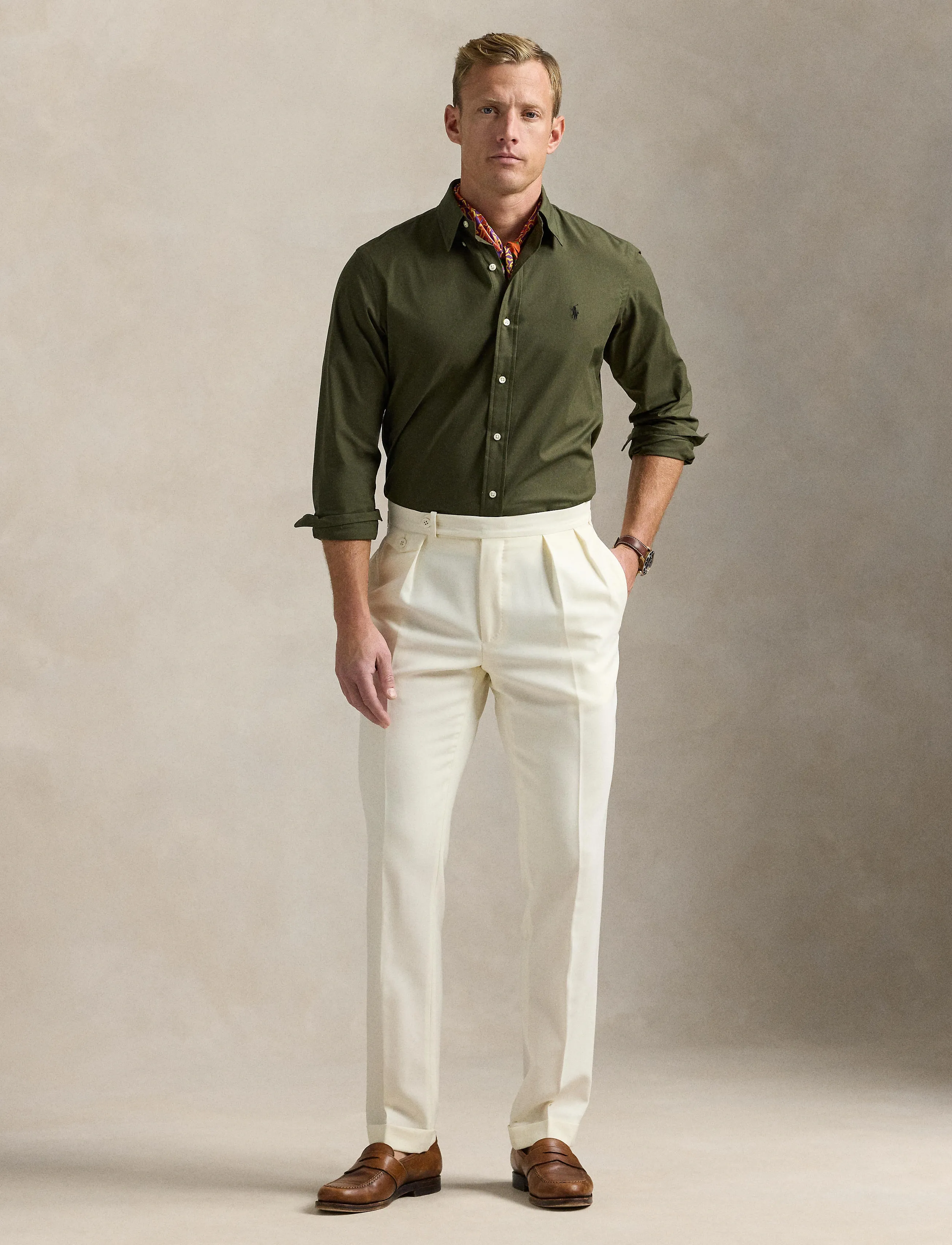 Polo Ralph Lauren Slim Fit Stretch Poplin Shirt - Skjorter - ARMADILLO / khaki/green
