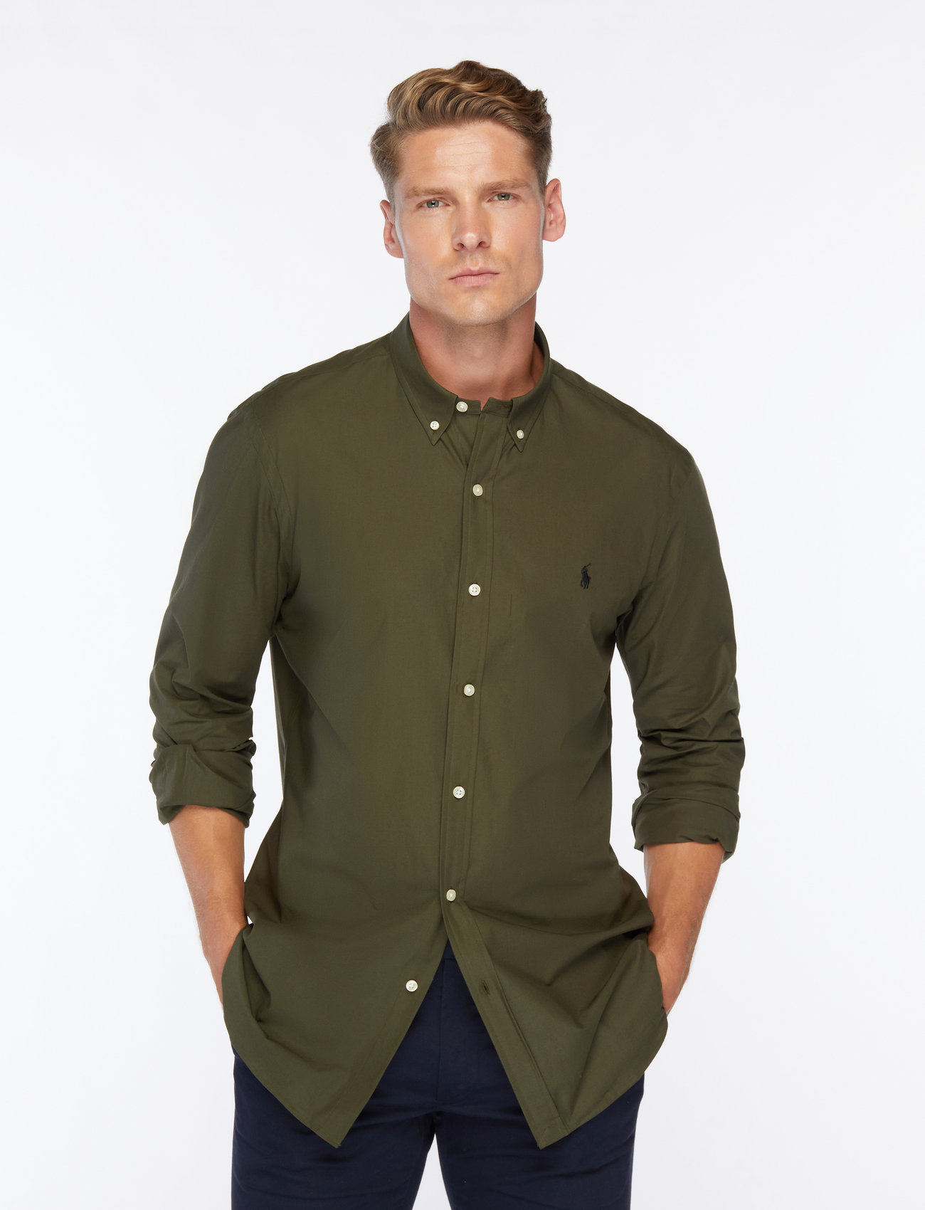 Polo Ralph Lauren - Slim Fit Stretch Poplin Shirt - basic skjortor - armadillo - 0