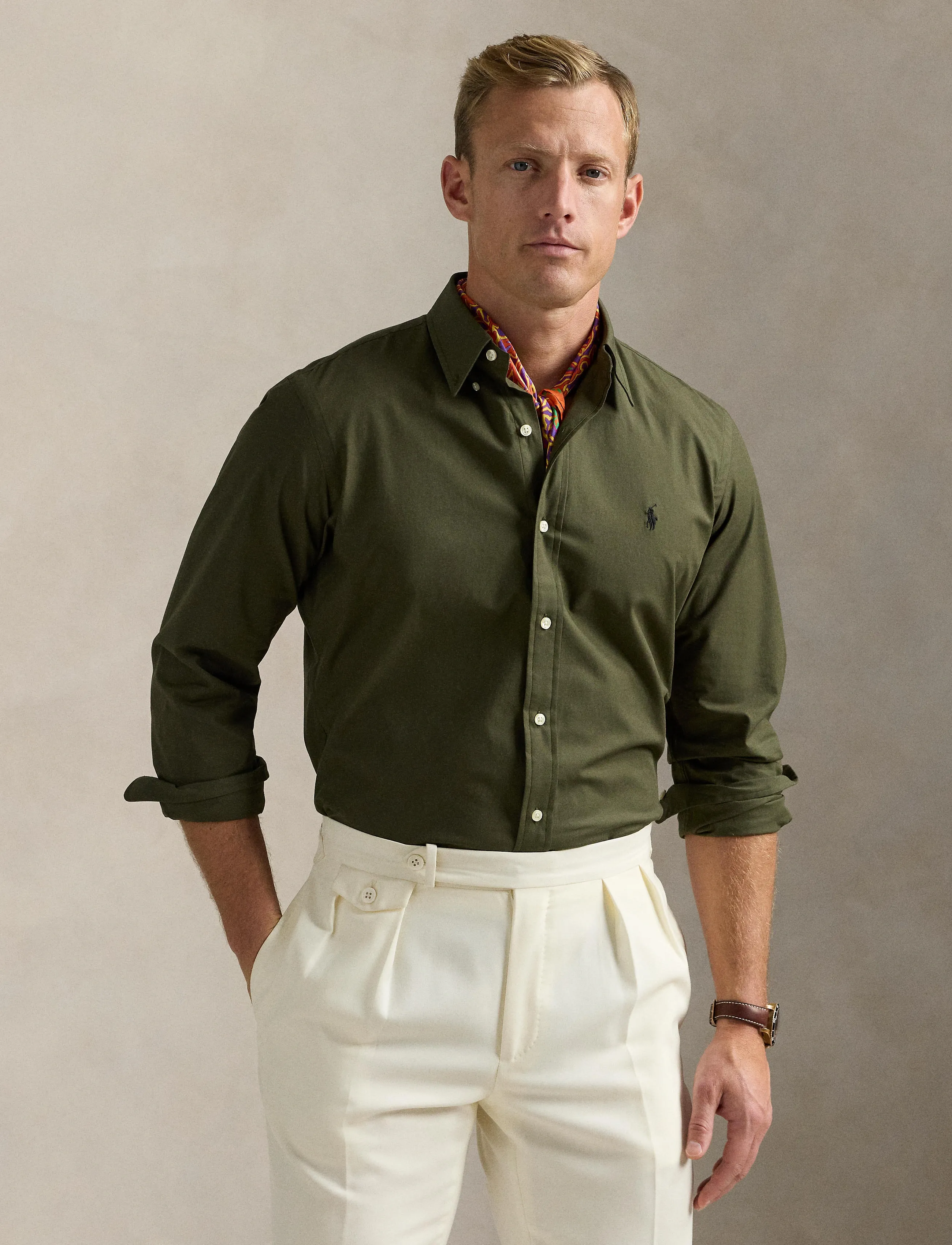 Polo Ralph Lauren - Slim Fit Stretch Poplin Shirt - oxford-kauluspaidat - armadillo - 4