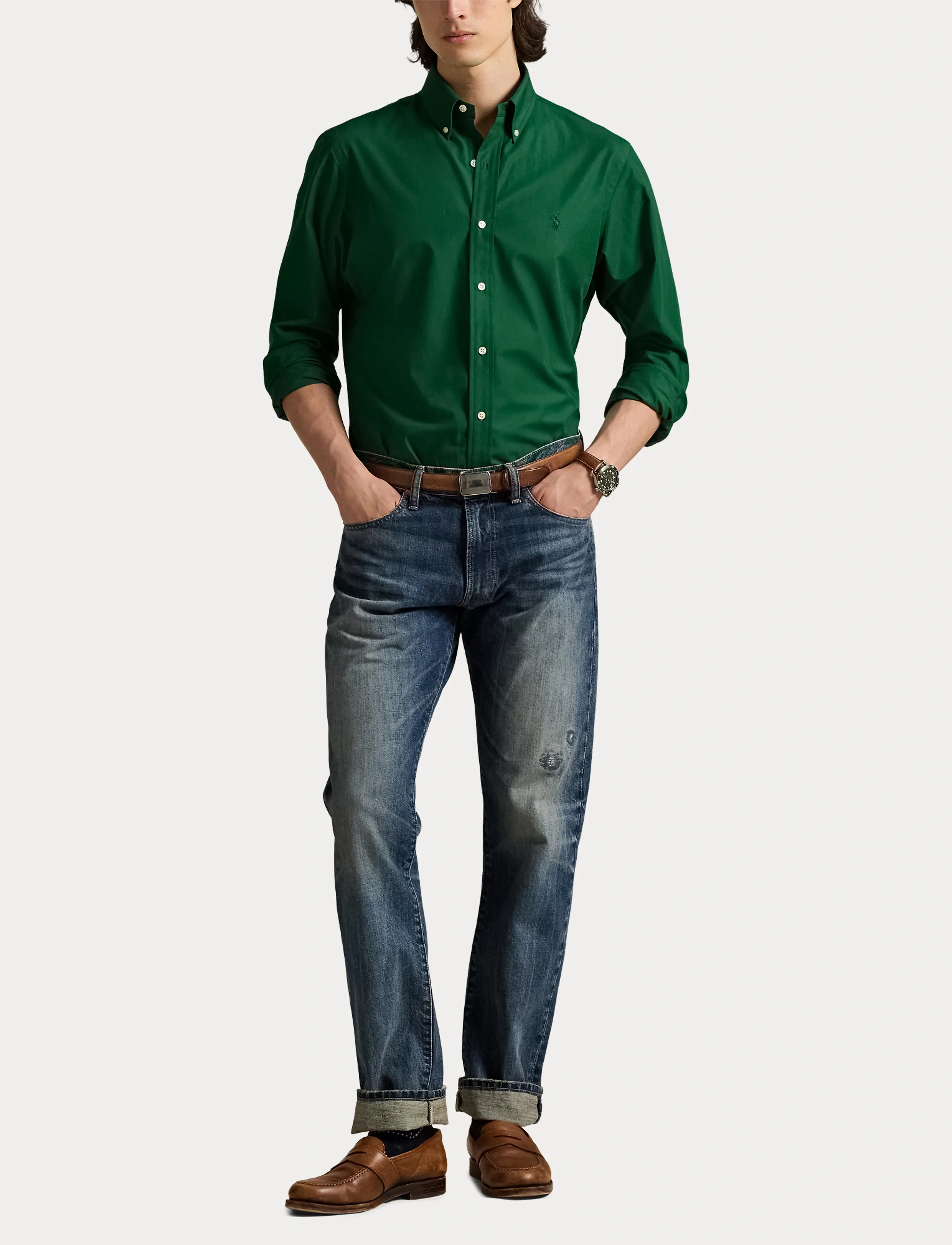 Polo Ralph Lauren - Slim Fit Stretch Poplin Shirt - oxford skjorter - new forest - 4