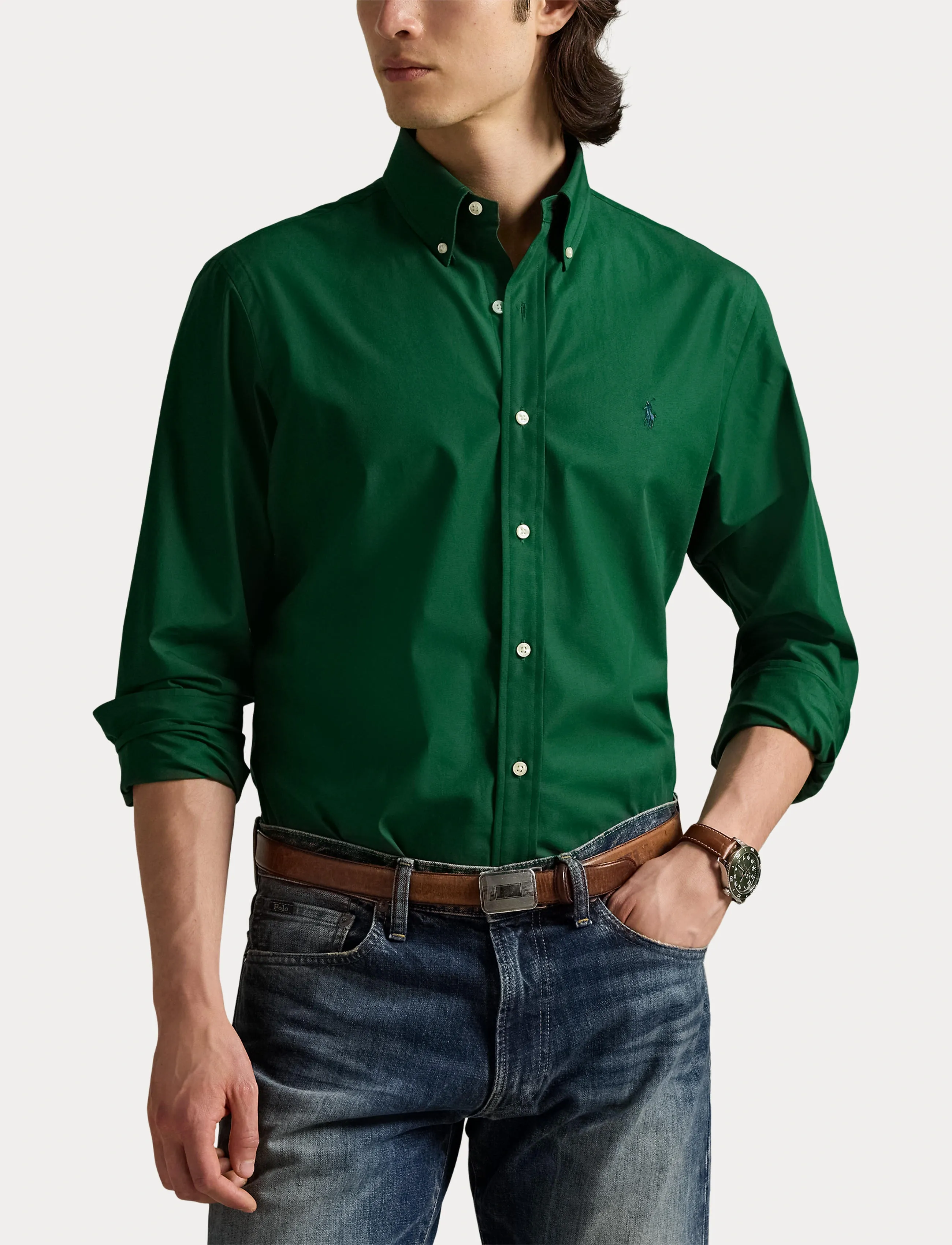 Polo Ralph Lauren - Slim Fit Stretch Poplin Shirt - oxford skjorter - new forest - 5