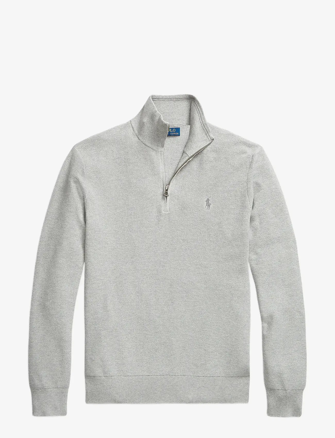 Polo Ralph Lauren - Mesh-Knit Cotton Quarter-Zip Sweater - half zip-tröjor - andover  heather - 1