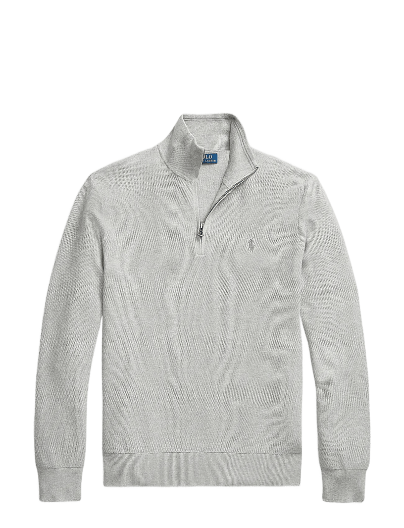 Polo Ralph Lauren - Mesh-Knit Cotton Quarter-Zip Sweater - half zip-tröjor - andover heather - 1