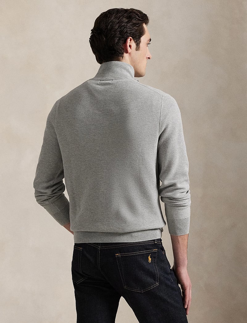 Polo Ralph Lauren - Mesh-Knit Cotton Quarter-Zip Sweater - half zip-tröjor - andover heather - 2