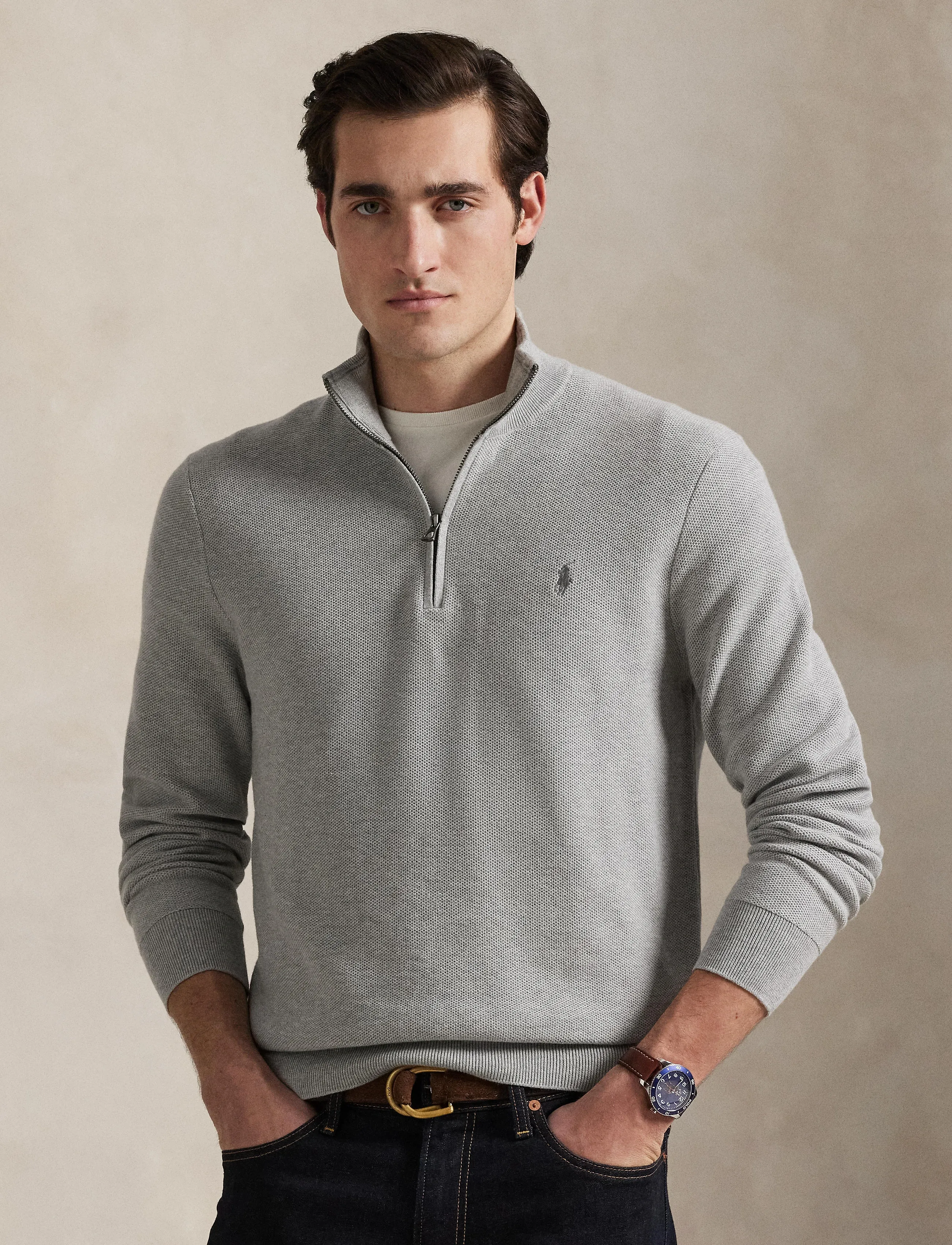 Polo Ralph Lauren - 32/2 COTTON-LSL-PLO - pullover mit halbem reißverschluss - andover  heather - 3
