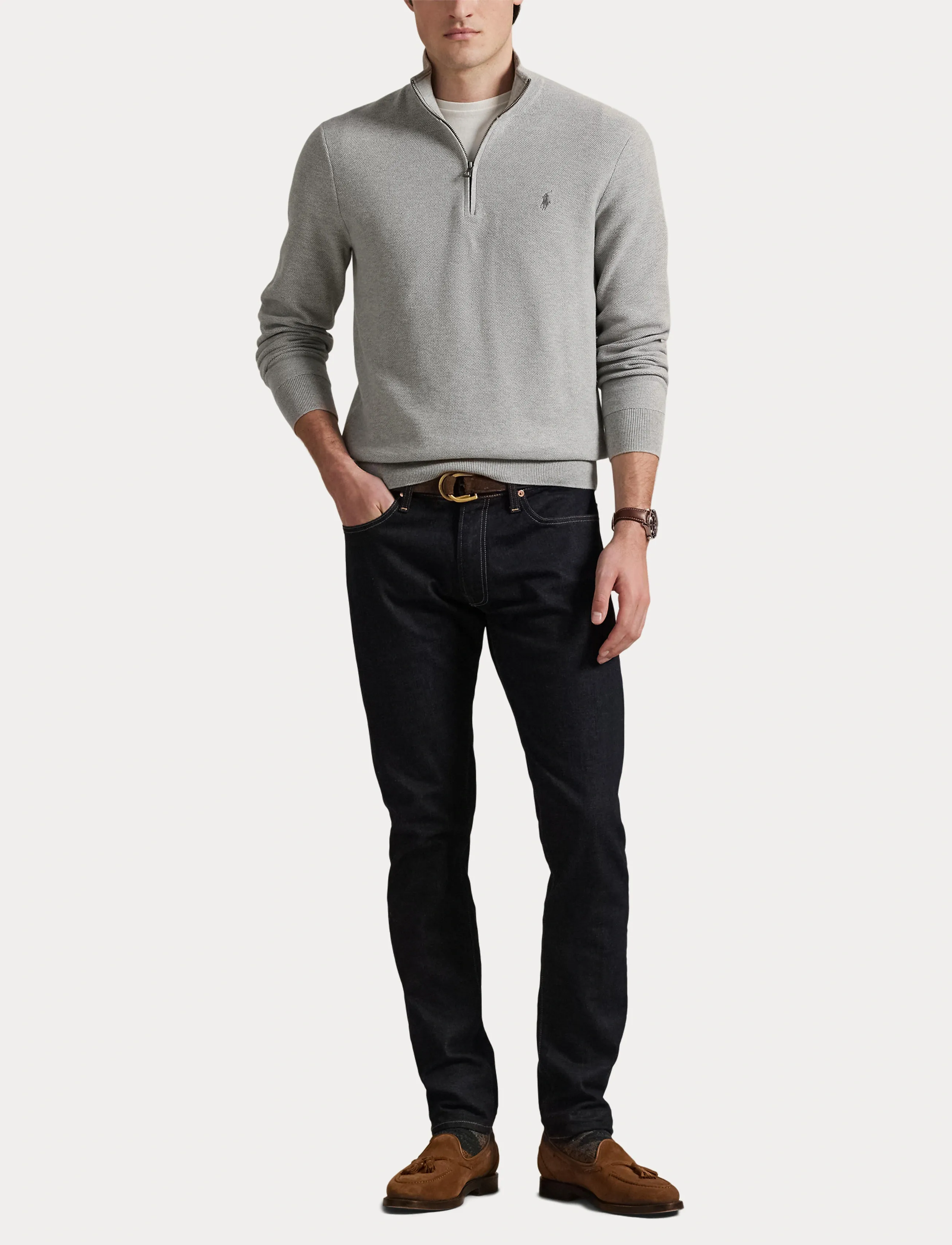 Polo Ralph Lauren - 32/2 COTTON-LSL-PLO - pullover mit halbem reißverschluss - andover  heather - 4