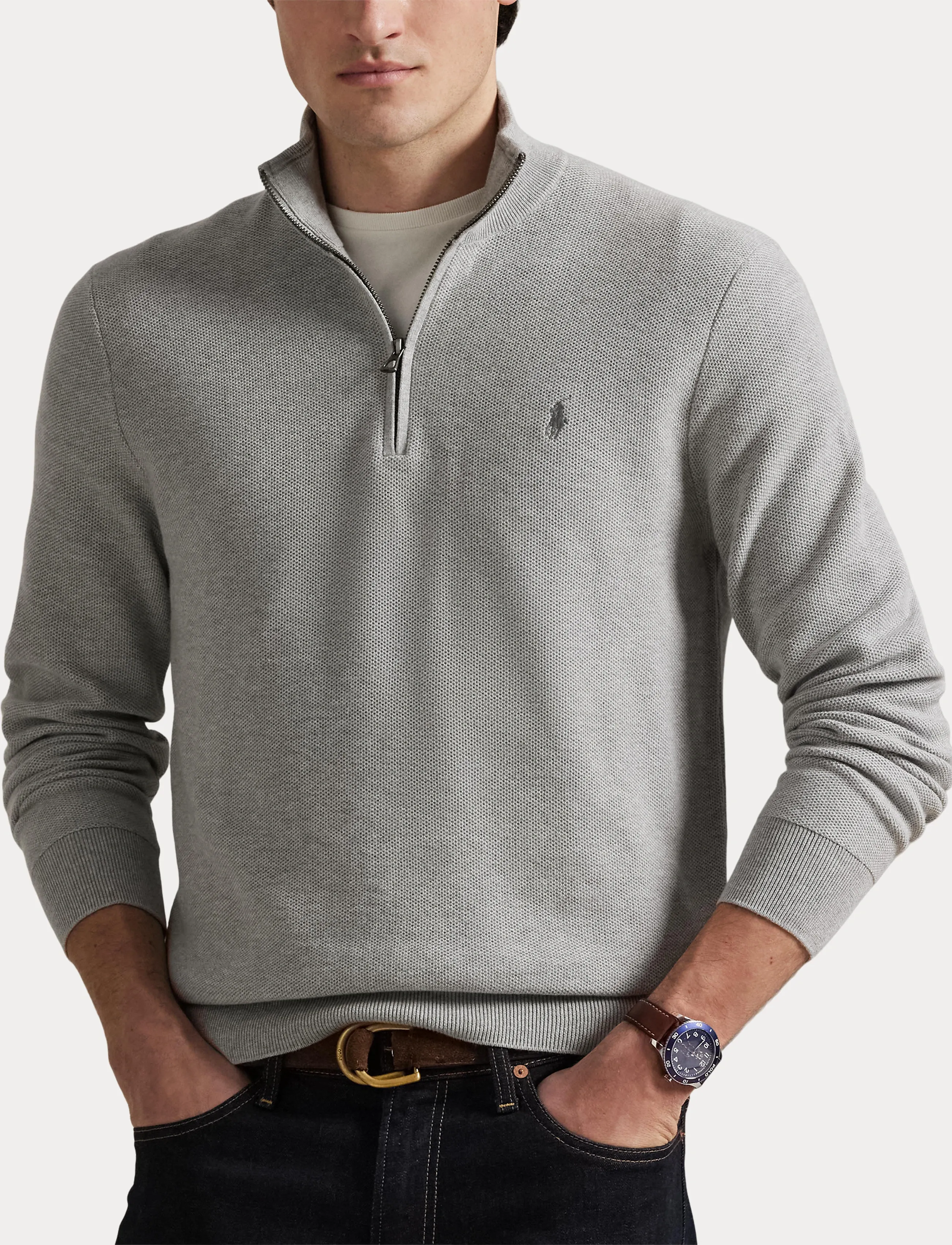 Polo Ralph Lauren - 32/2 COTTON-LSL-PLO - pullover mit halbem reißverschluss - andover  heather - 5