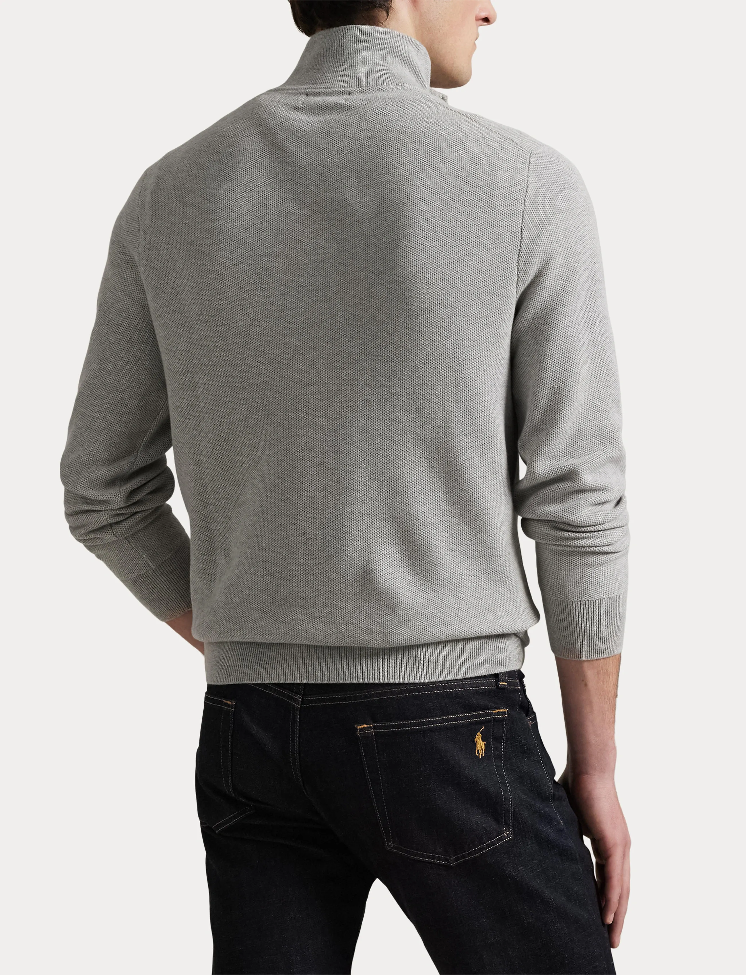 Polo Ralph Lauren Mesh-Knit Cotton Quarter-Zip Sweater stickade tröjor herr – bild 6