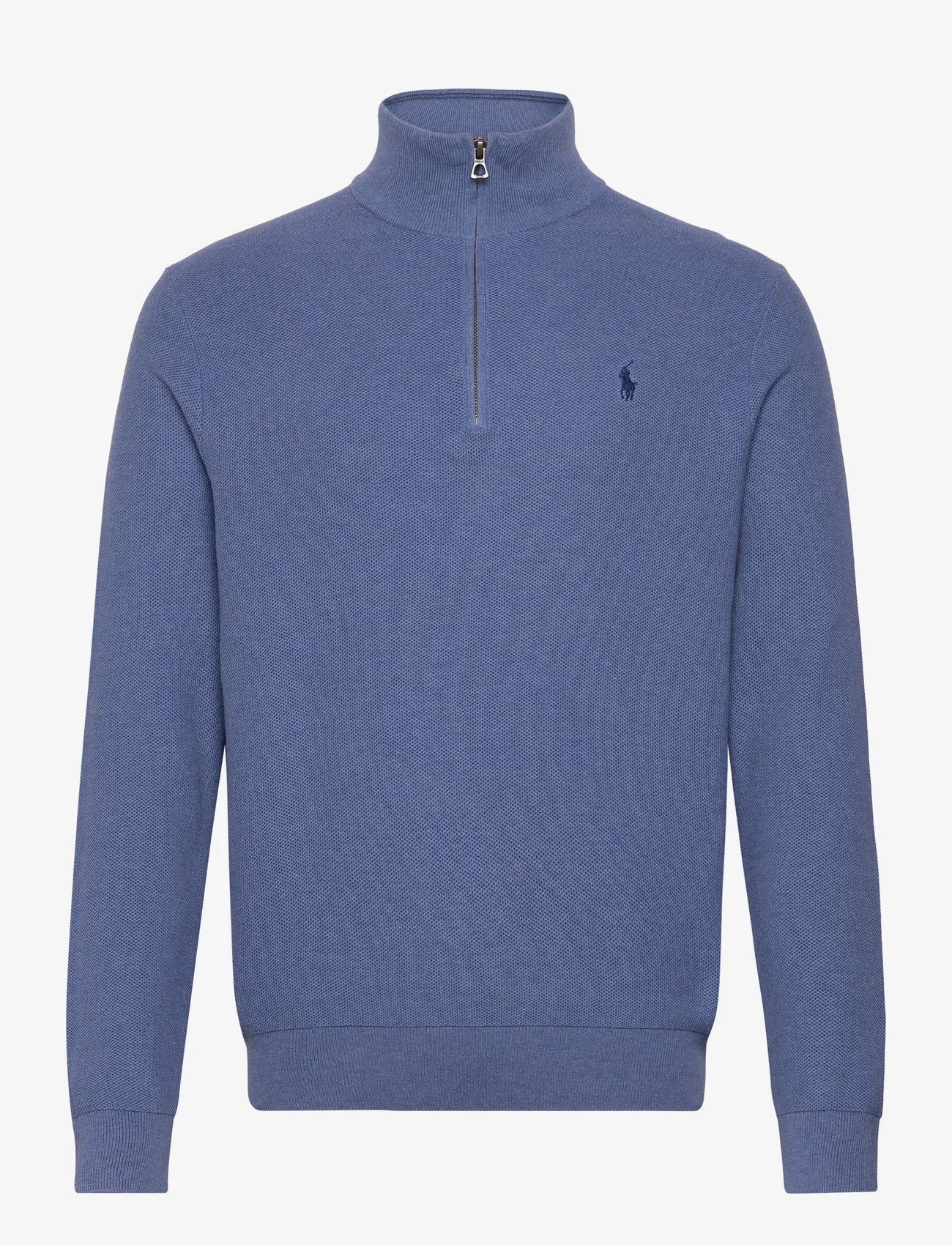 Polo Ralph Lauren - Mesh-Knit Cotton Quarter-Zip Sweater - vīriešiem - blue stone hthr - 0