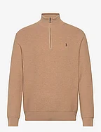 Mesh-Knit Cotton Quarter-Zip Sweater - CAMEL MELANGE