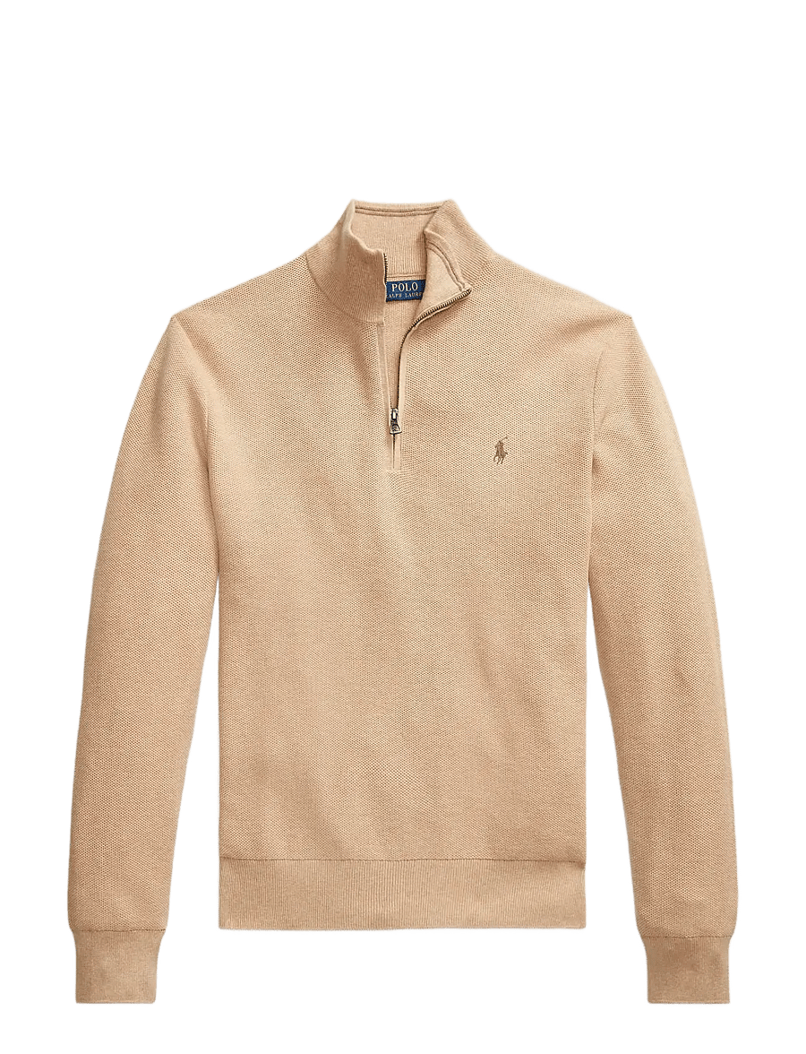 Polo Ralph Lauren - 32/2 COTTON-LSL-PLO - pullover mit halbem reißverschluss - camel melange - 1