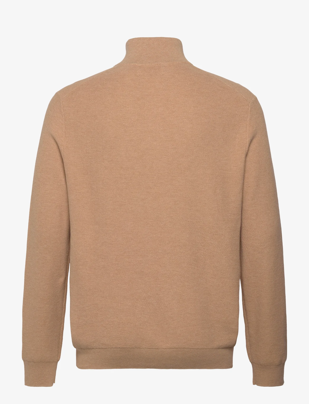 Polo Ralph Lauren - Mesh-Knit Cotton Quarter-Zip Sweater - vīriešiem - camel melange - 1