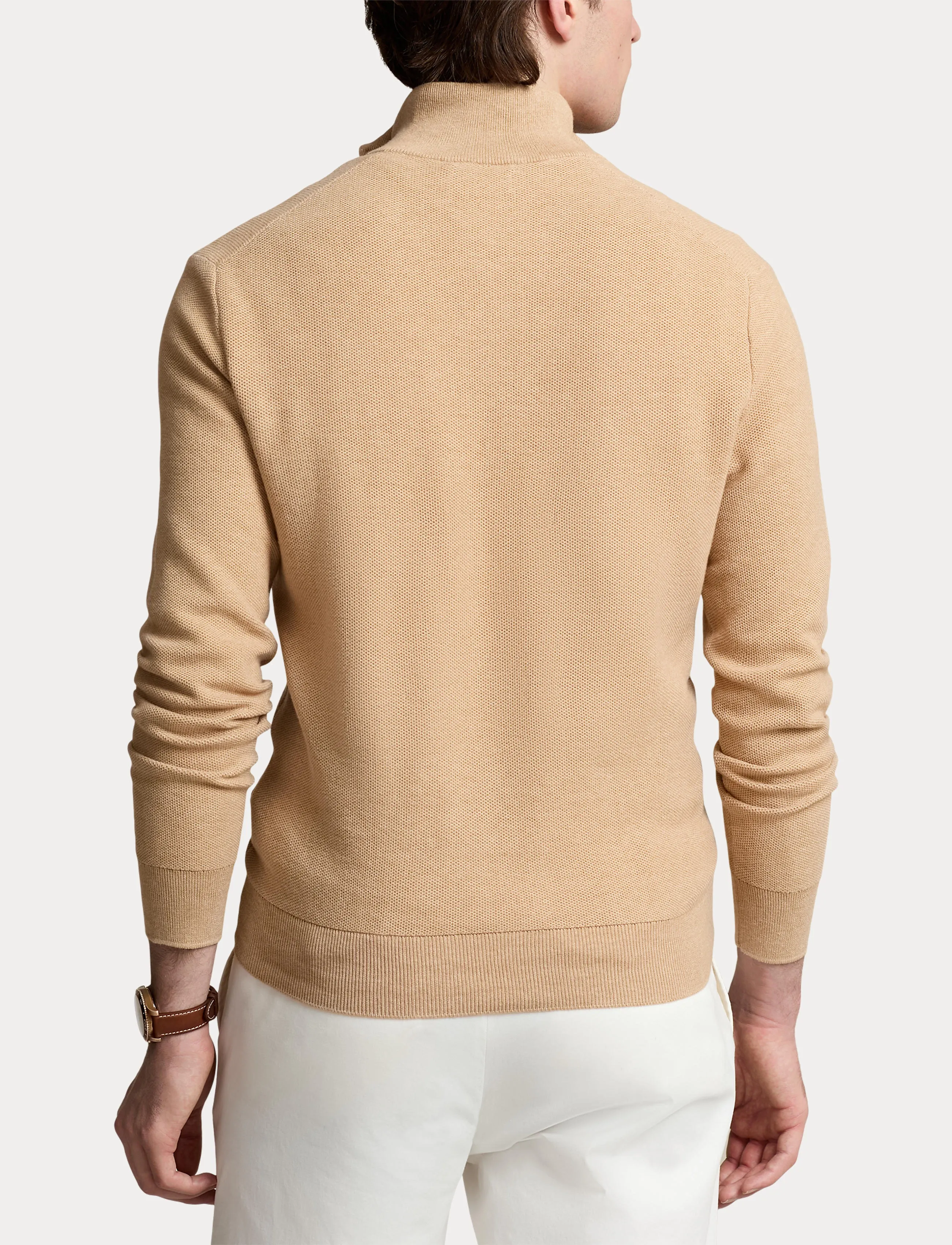 Pikéstickad tröja i beige bomull 7