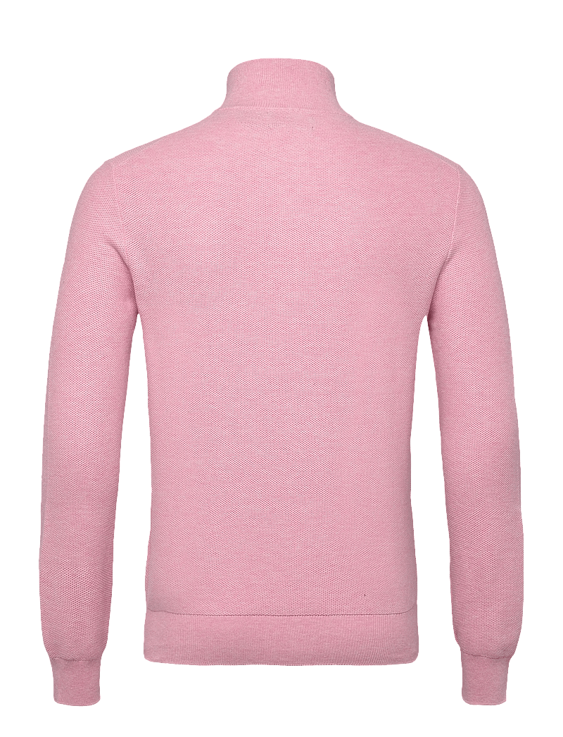 Polo Ralph Lauren - Mesh-Knit Cotton Quarter-Zip Sweater - half zip - carnation pink he - 1